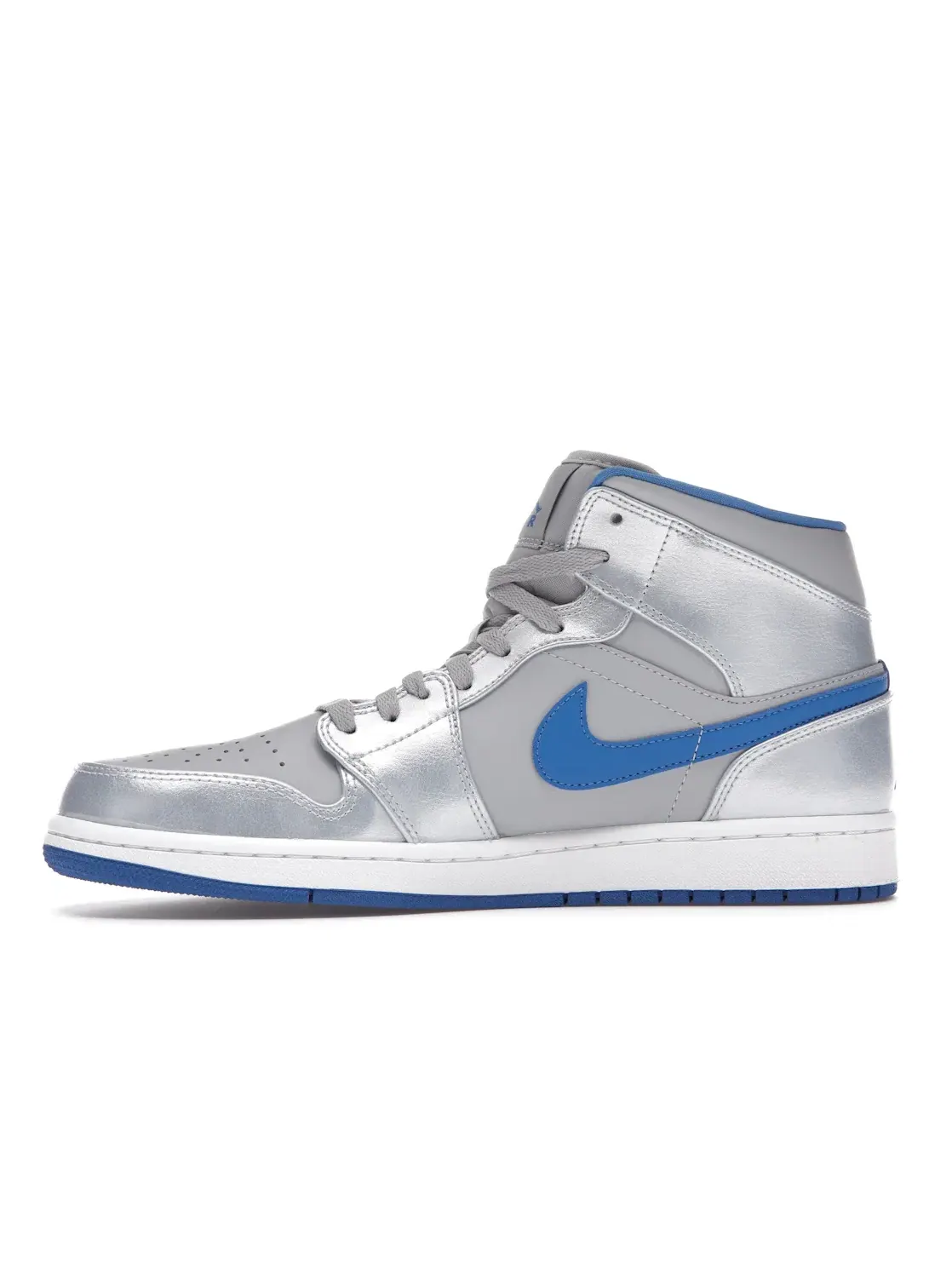 Мужские кроссовки с гладкой кожи Jordan 1 Mid Jordan — изображение 3 из 4, серый/синий-белый