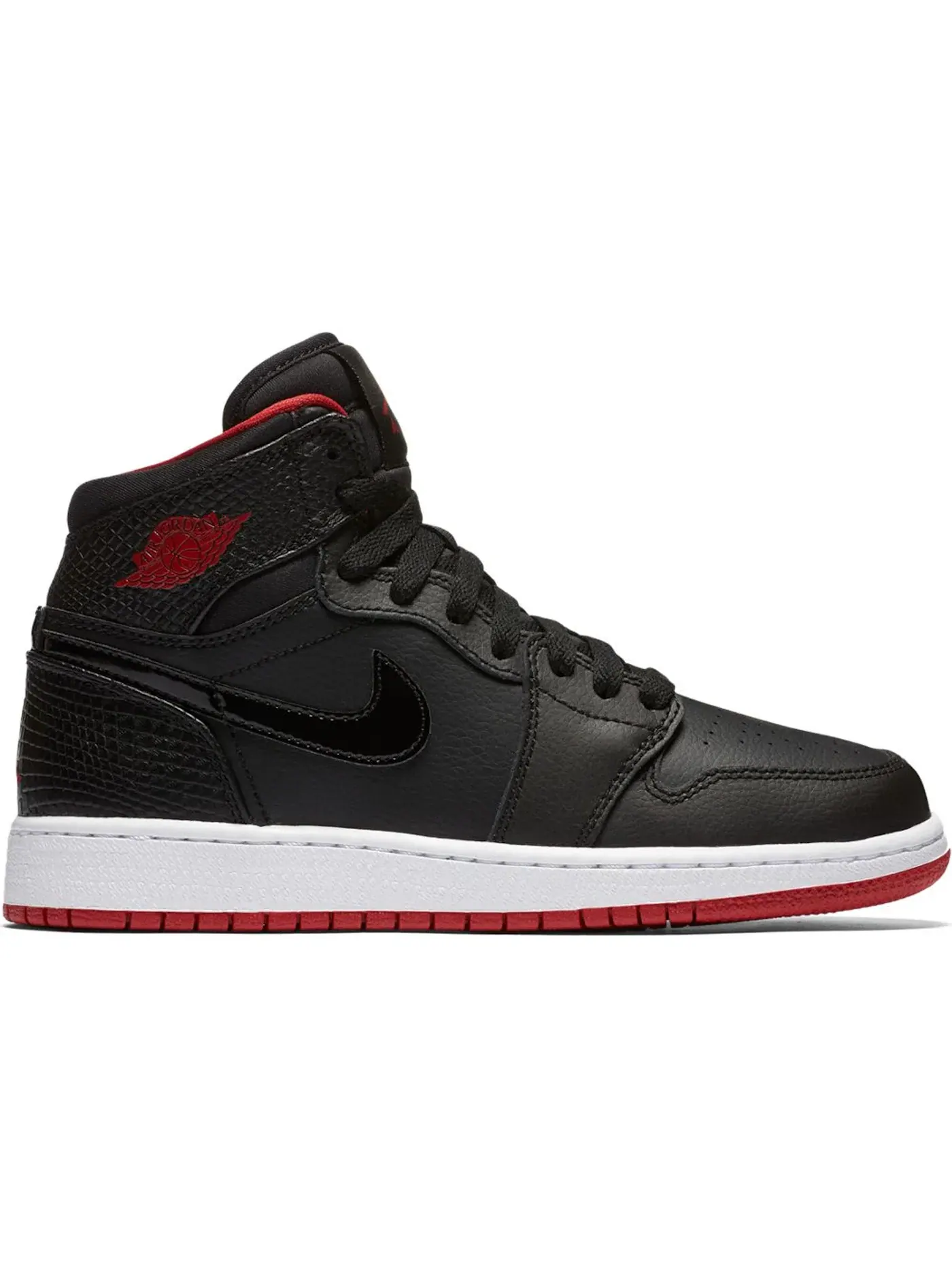 Детские кроссовки Lifestyle с принтом Jordan 1 Retro High Bred Snake Jordan — изображение 1 из 1, черный/красный-белый