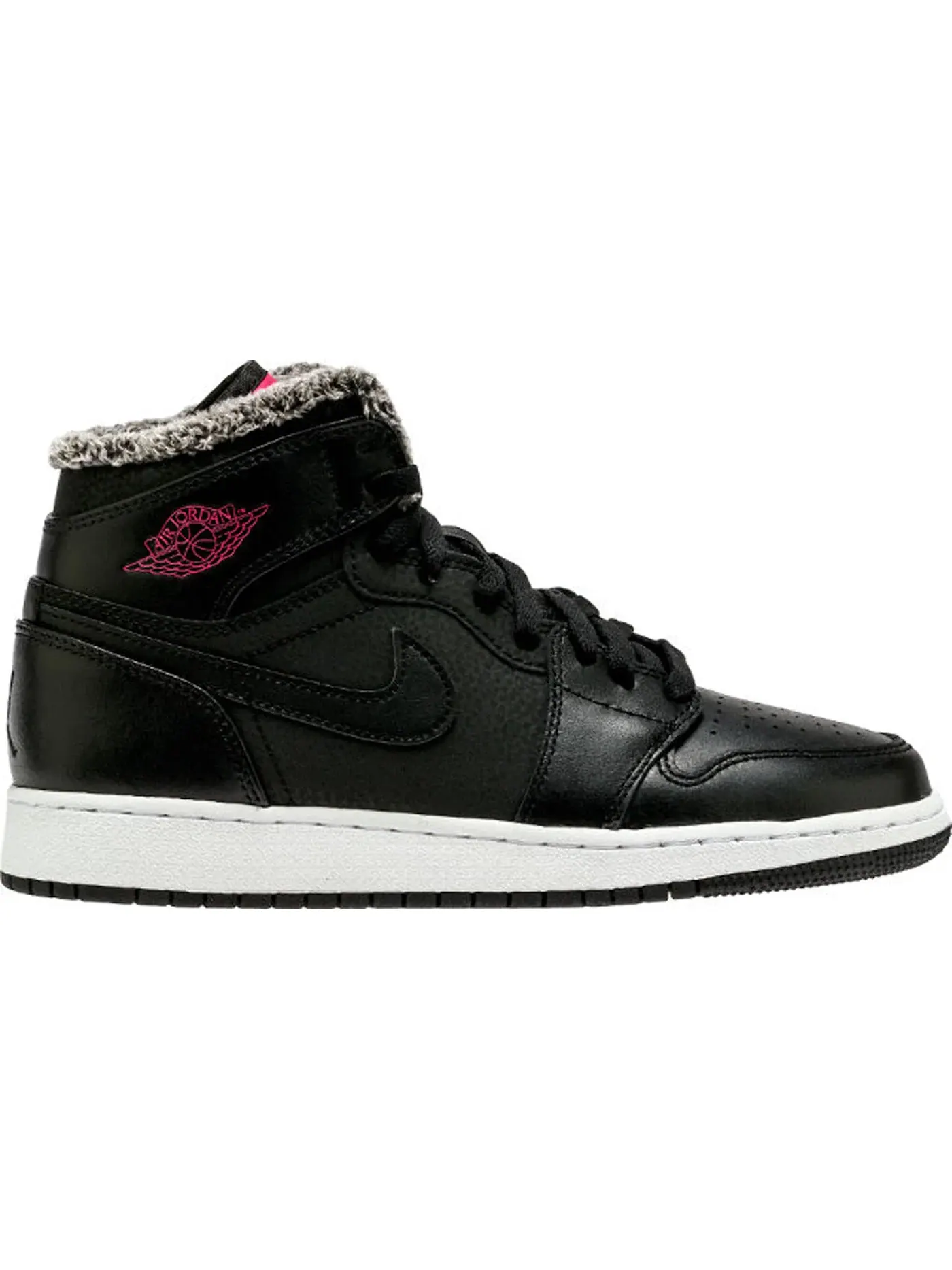 Детские кроссовки Lifestyle с принтом из флиса Jordan 1 Retro High Jordan — изображение 1 из 1, черный/розовый-белый