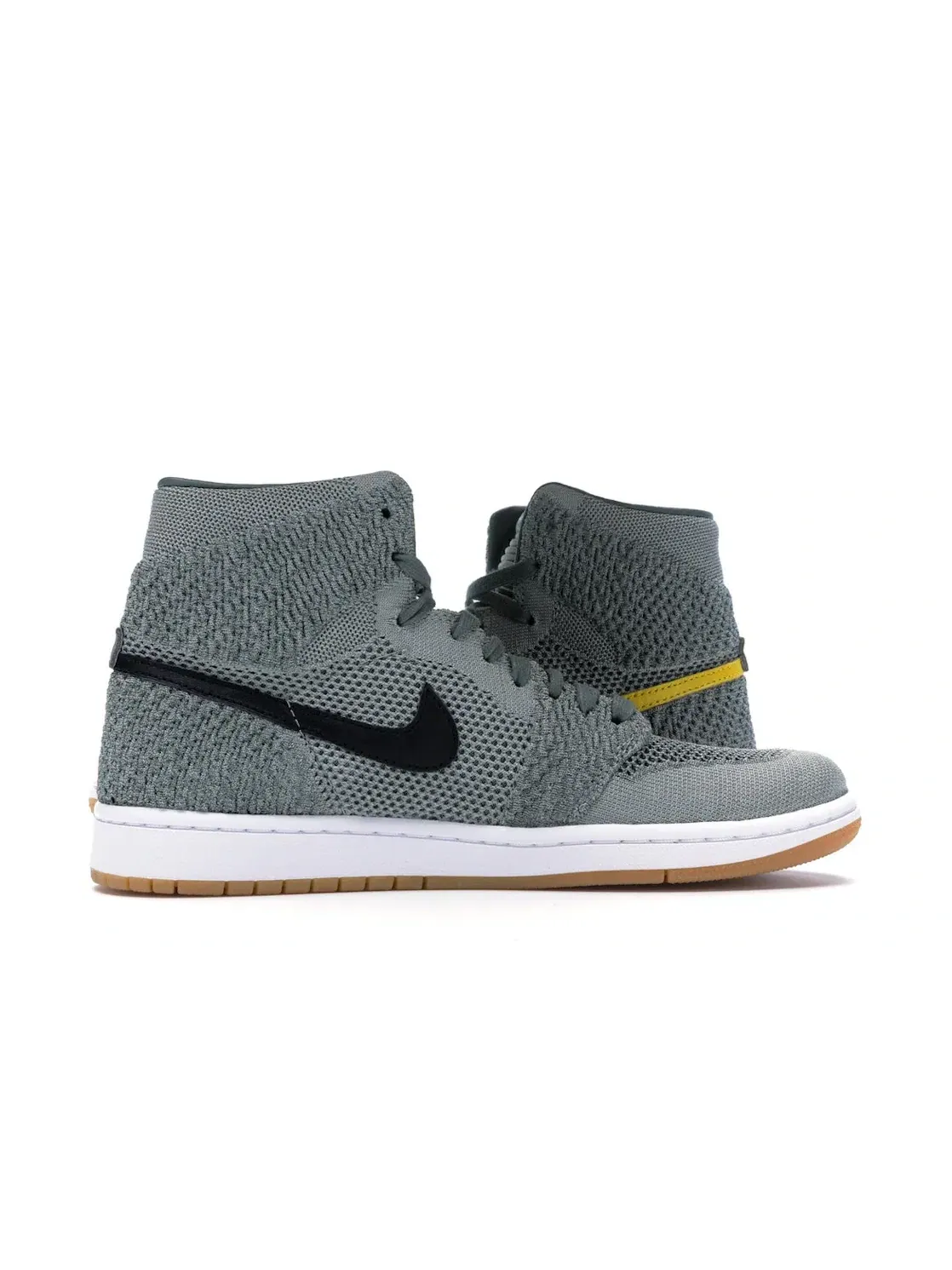 Мужские кроссовки с верхом из Flyknit Jordan 1 Retro High Flyknit Jordan — изображение 3 из 4, зеленый/белый--желтый