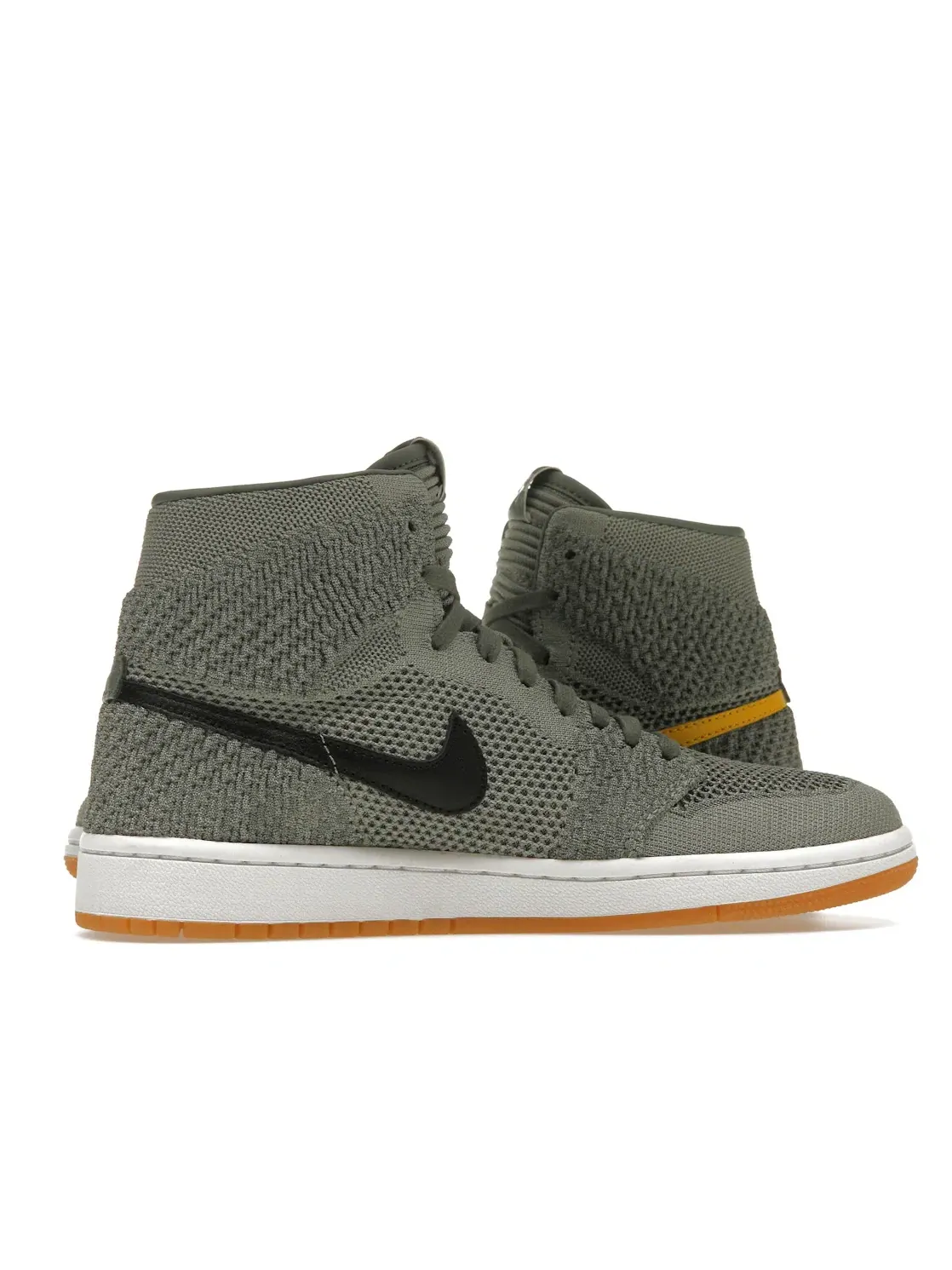 Детские кроссовки с высоким верхом Jordan 1 Retro High Flyknit Jordan — изображение 3 из 4, зеленый/белый--желтый