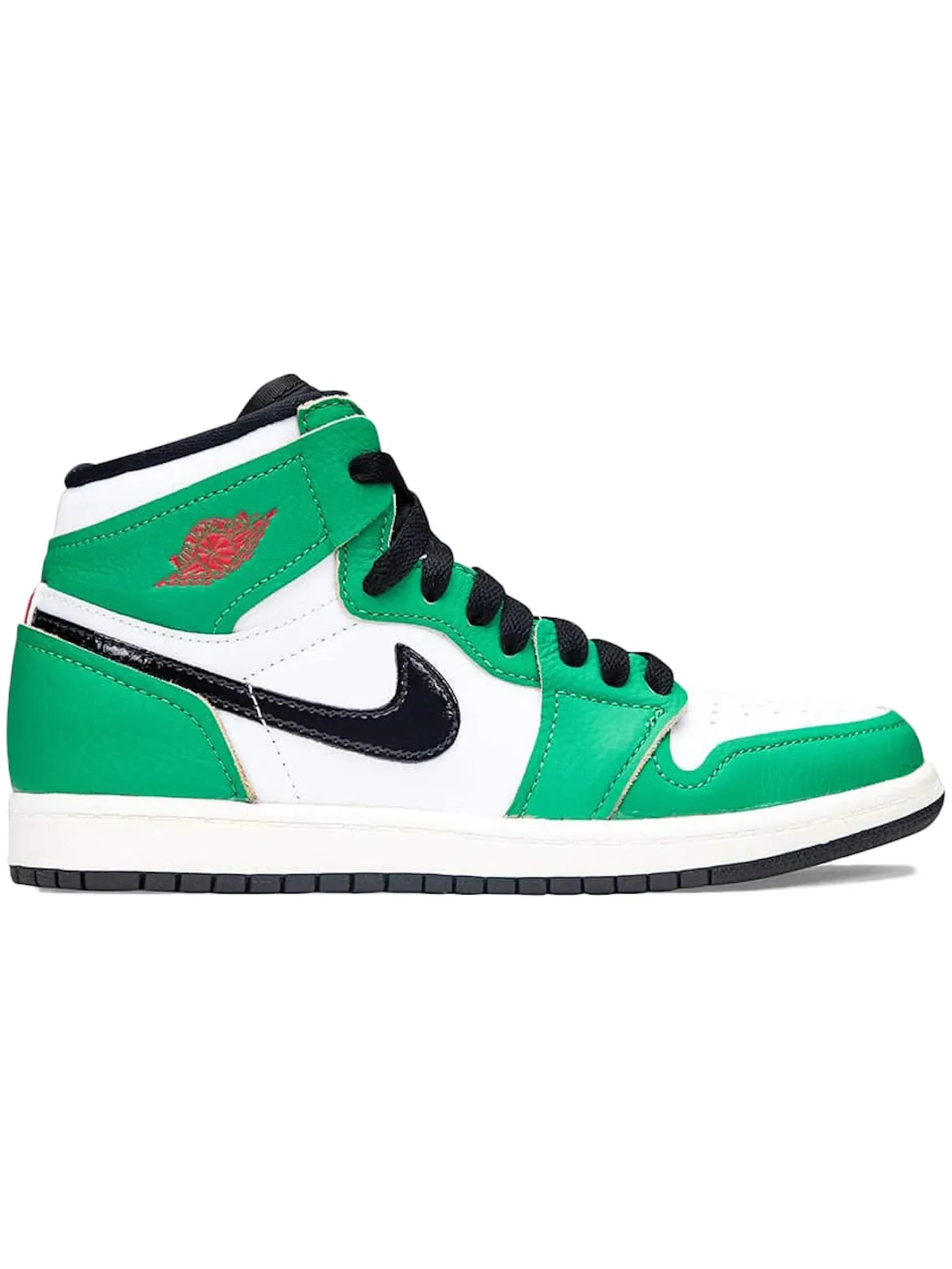 Детские кроссовки для мальчиков высокие кожаные Jordan 1 Retro High Jordan — изображение 1 из 1, зеленый/белый-черный
