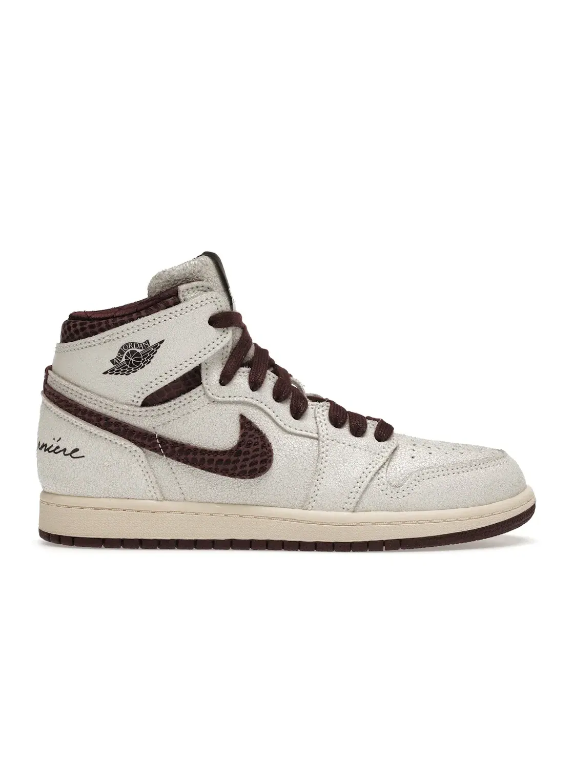 Детские кроссовки для мальчиков и девочек кожаные с замшей Jordan 1 Retro High OG A Ma Maniére — изображение 1 из 4, бордовый