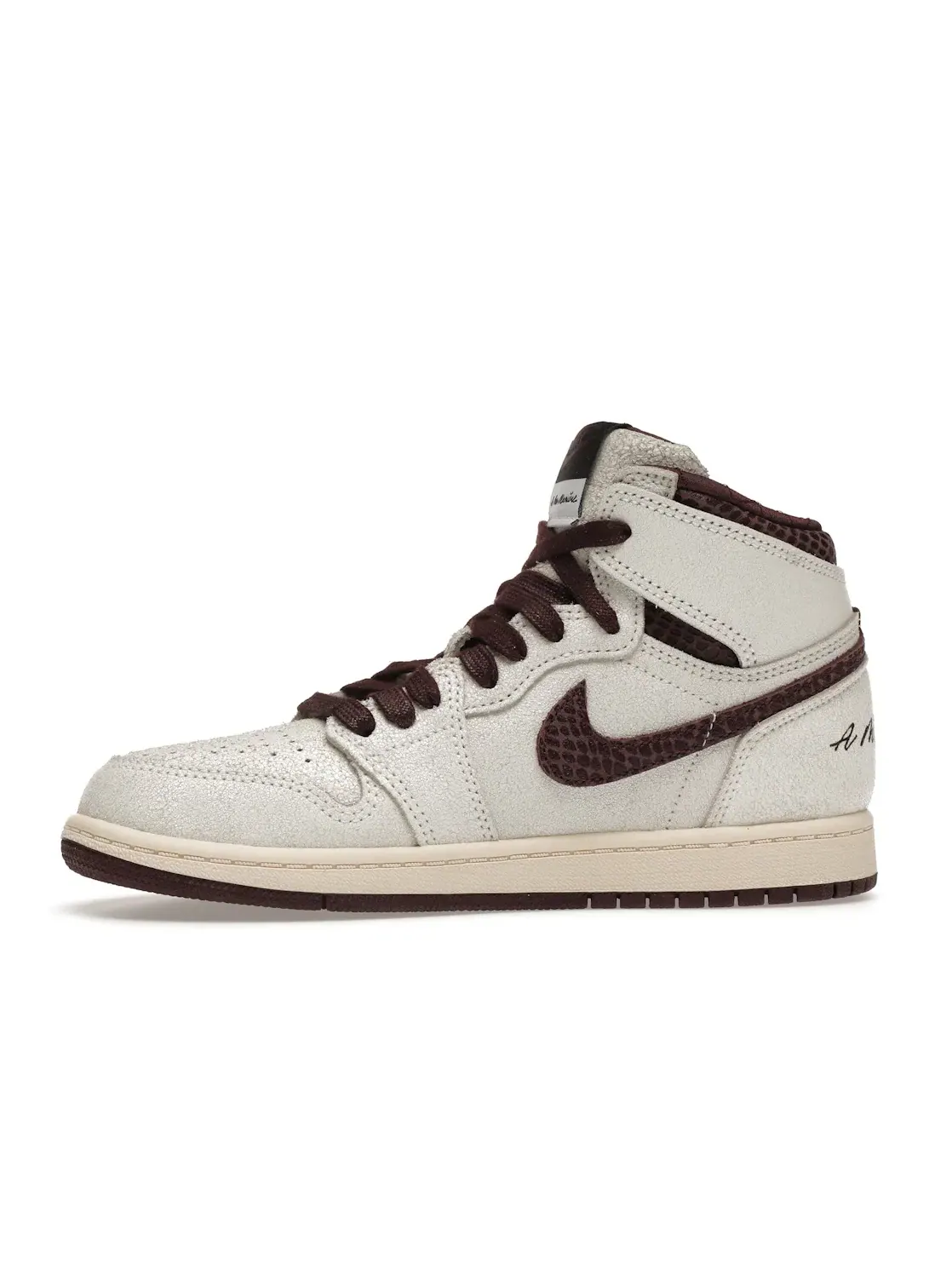Детские кроссовки для мальчиков и девочек кожаные с замшей Jordan 1 Retro High OG A Ma Maniére — изображение 3 из 4, бордовый