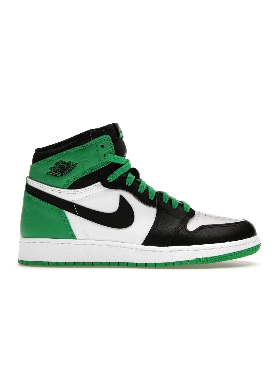 Детские кроссовки с контрастными вставками Jordan 1 Retro High OG Lucky Green — изображение 1 из 4, черный/зеленый-белый