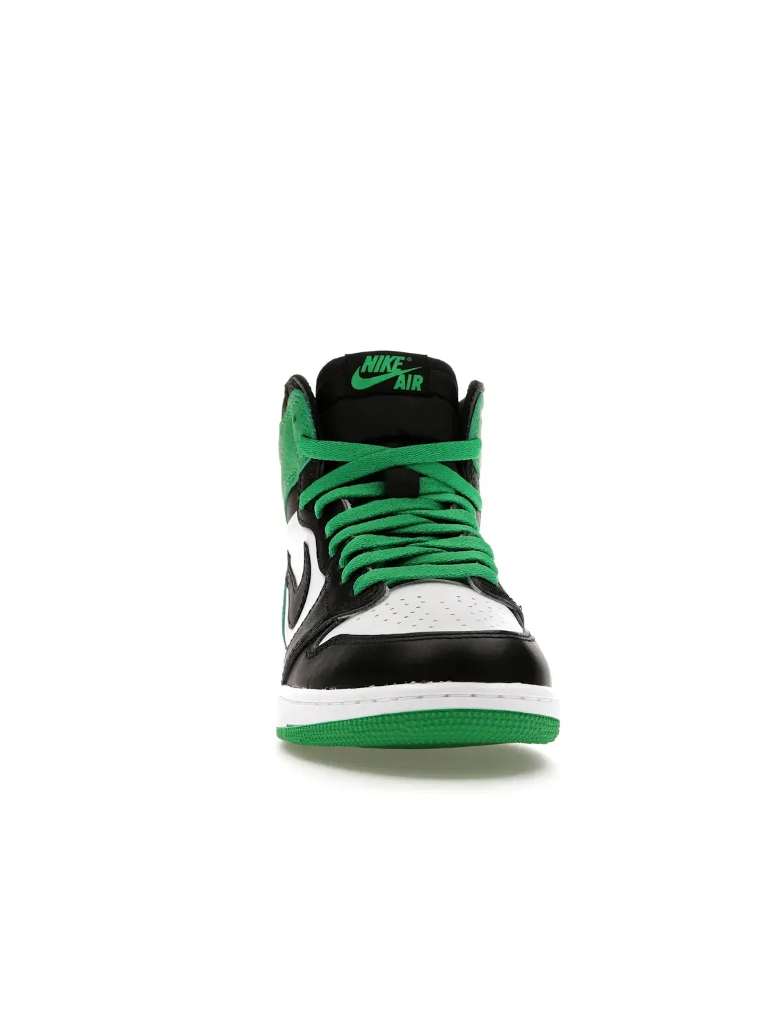 Детские кроссовки с контрастными вставками Jordan 1 Retro High OG Lucky Green — изображение 2 из 4, черный/зеленый-белый