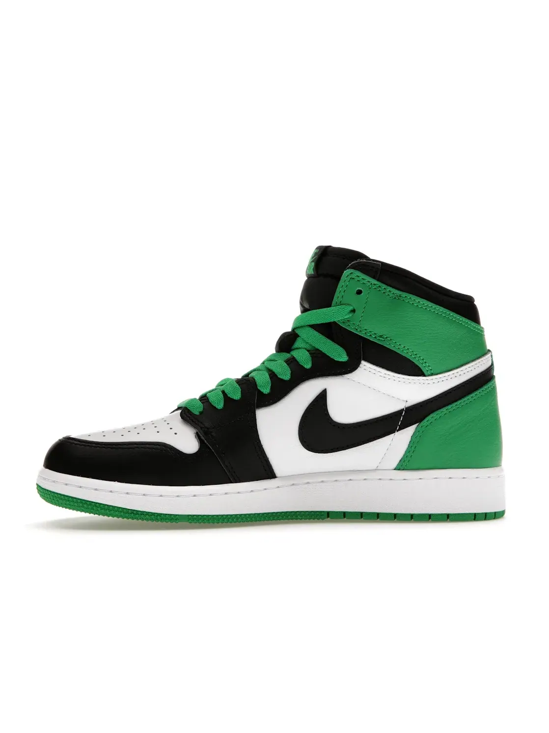 Детские кроссовки с контрастными вставками Jordan 1 Retro High OG Lucky Green — изображение 3 из 4, черный/зеленый-белый