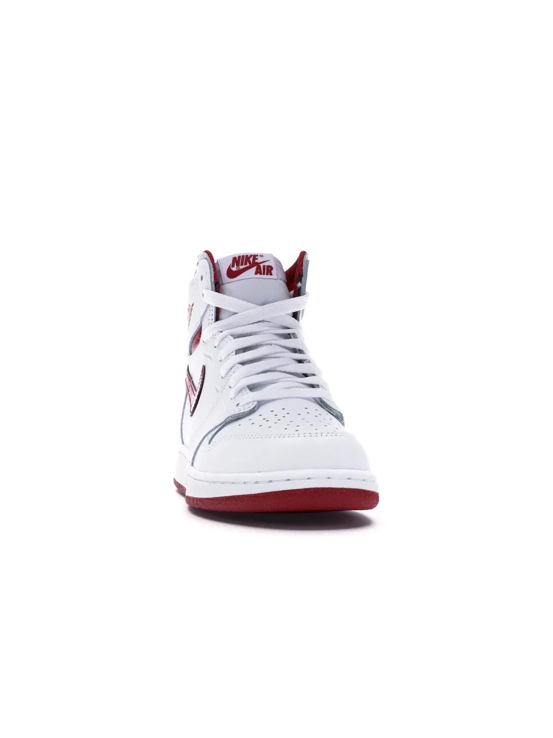 Детские кроссовки высокие с перфорацией Jordan 1 Retro Jordan — изображение 2 из 4, белый/красный