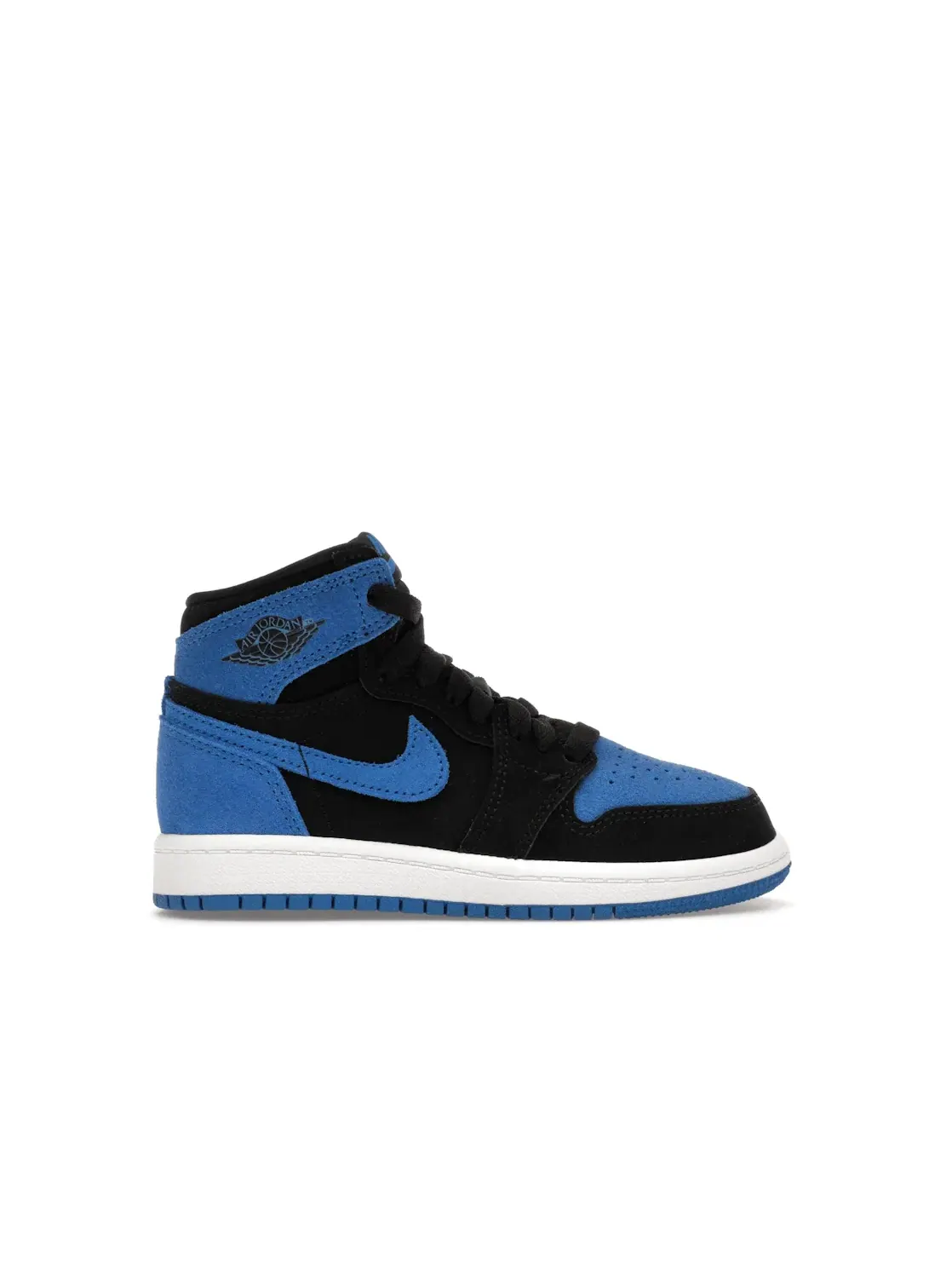 Детские кроссовки высокие с замшей Jordan 1 Retro High OG Royal Reimagined Jordan — изображение 1 из 4, черный/синий/белый