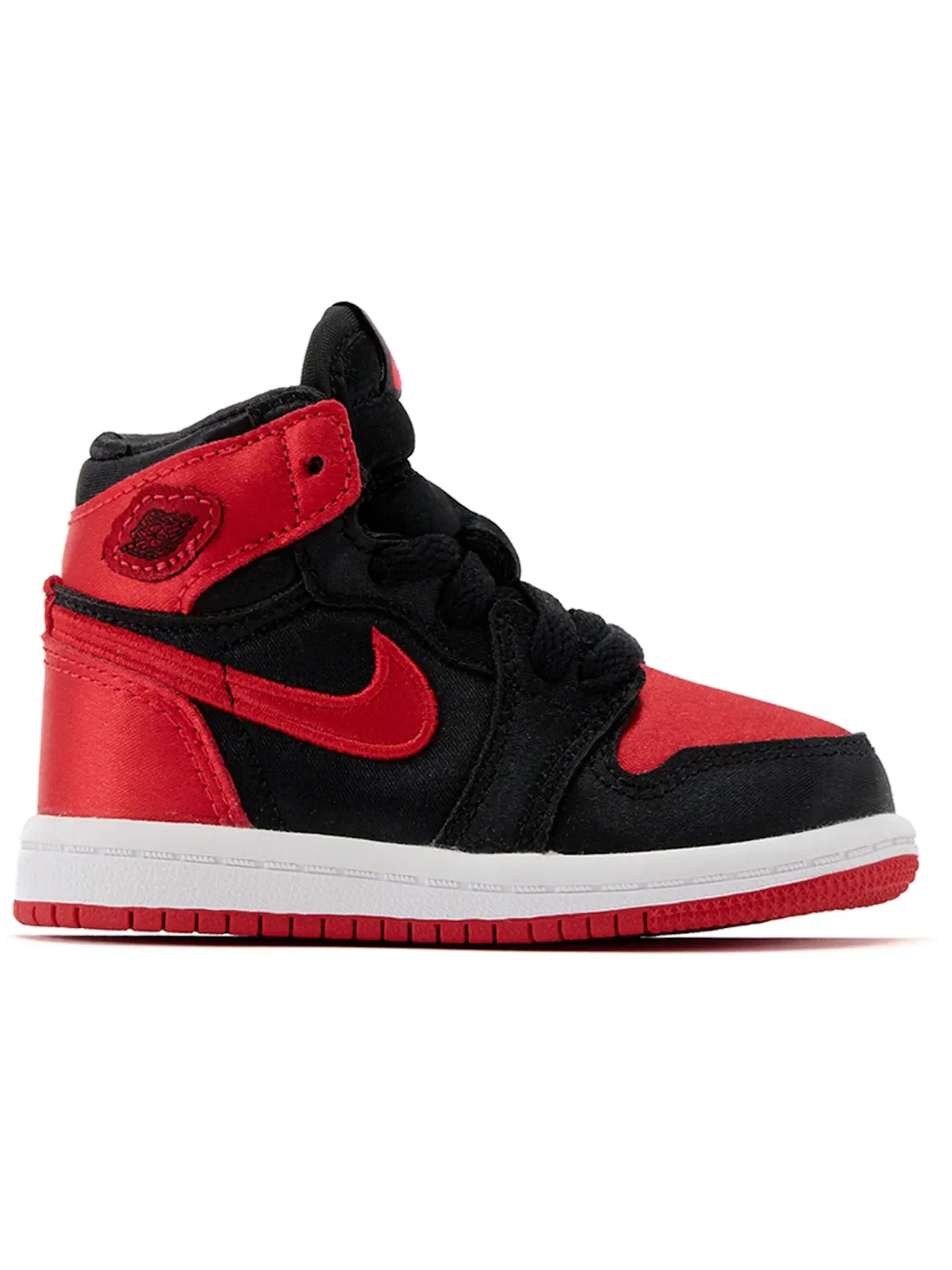 Детские кроссовки высокие с сатиновой отделкой Jordan 1 Retro High OG Satin Bred Jordan — изображение 1 из 1