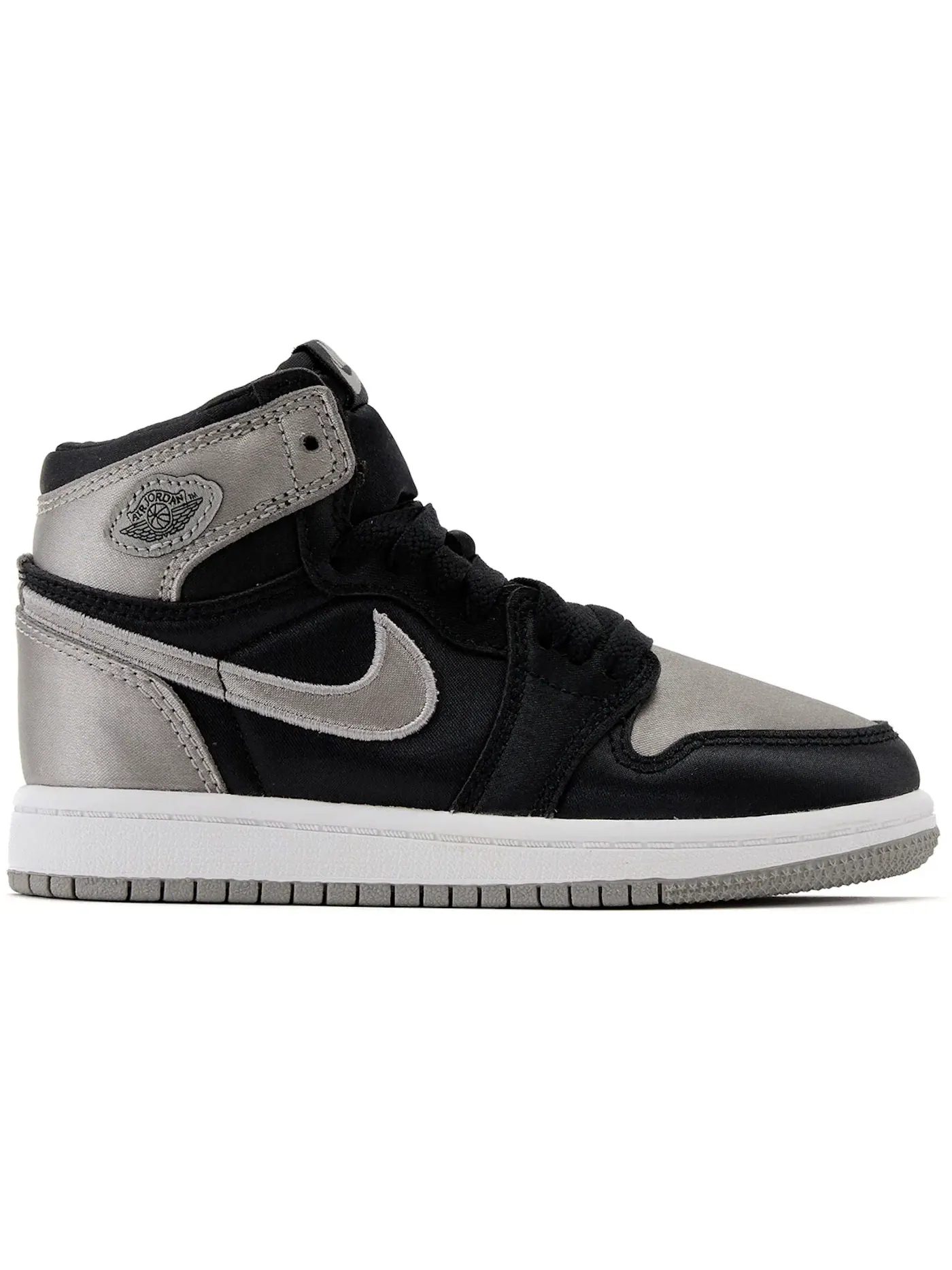 Детское кеды Satin Shadow Jordan 1 Retro High OG — изображение 1 из 1, черный/серый/белый