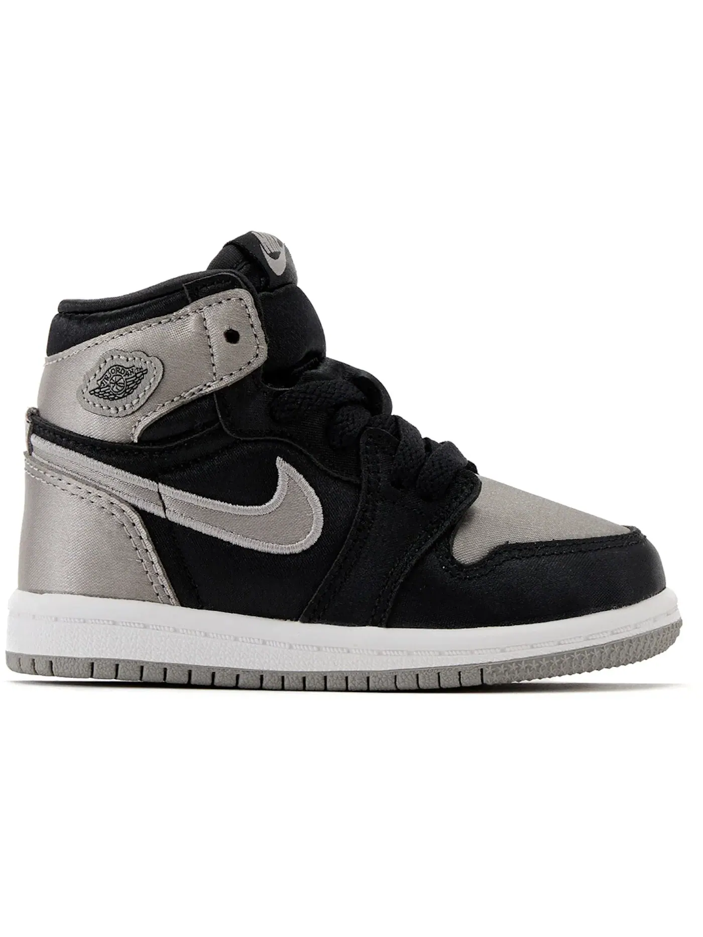 Детские кроссовки с атласной отделкой Jordan 1 Retro High OG Satin Shadow Jordan — изображение 1 из 1, черный/серый/белый