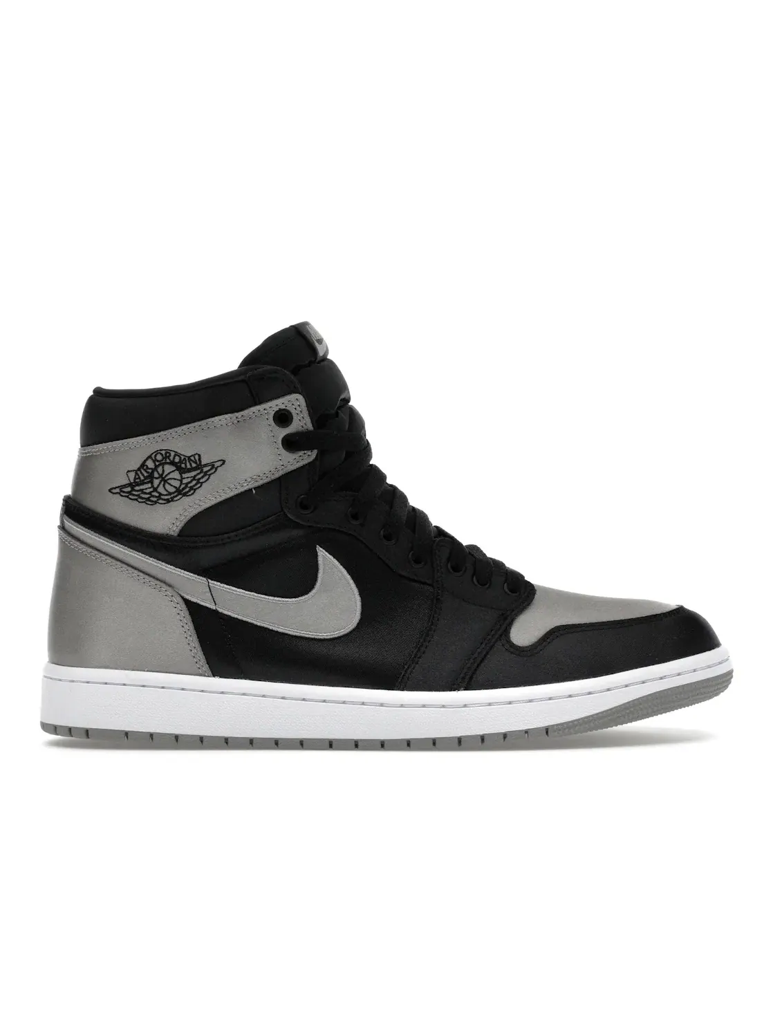 Женские кроссовки с атласным верхом Jordan 1 Retro High OG Jordan — изображение 1 из 4, черный/серый-белый