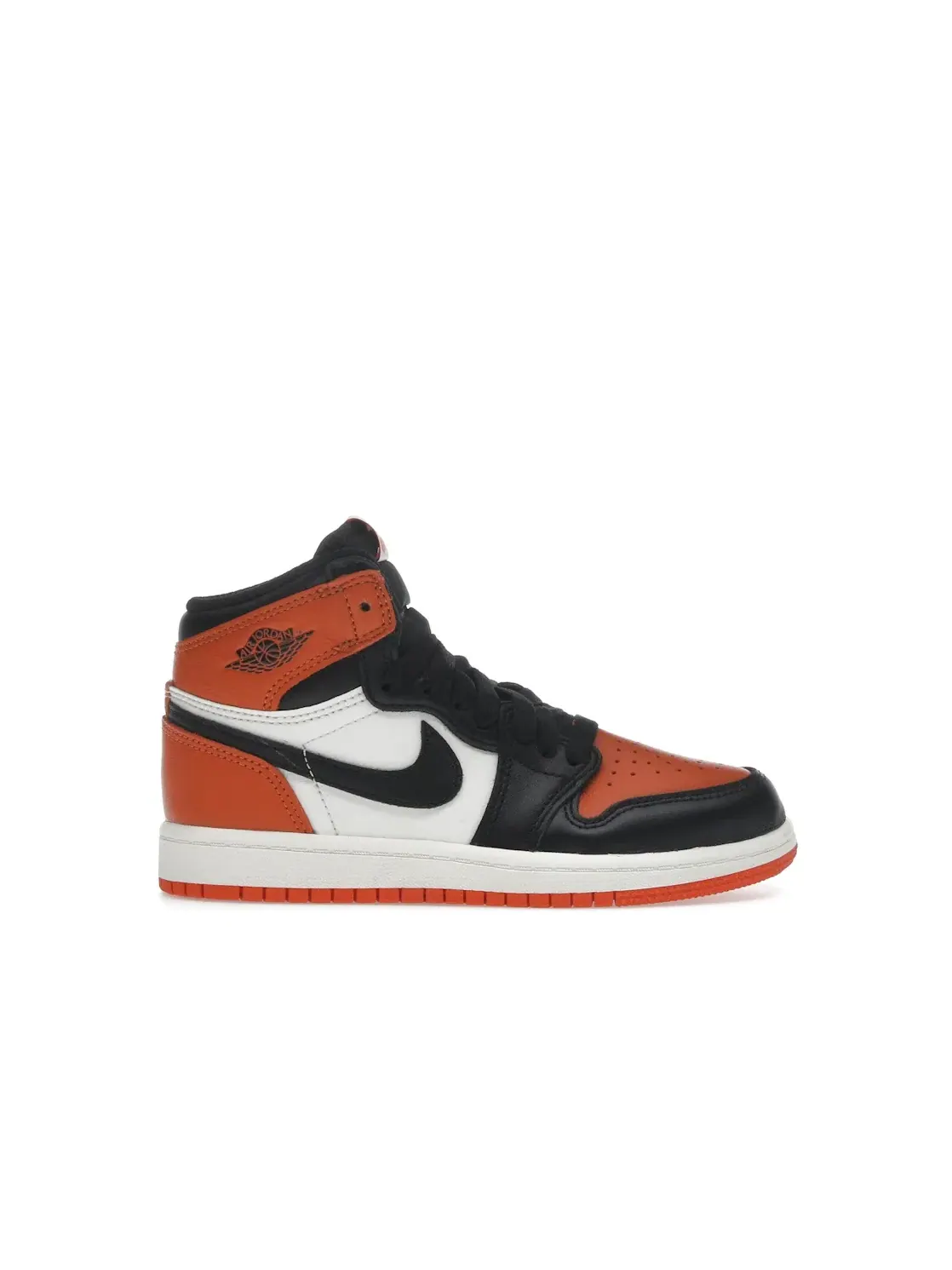 Детские кроссовки высокие с оранжевыми вставками Jordan 1 Retro High OG — изображение 1 из 4, черный/черный