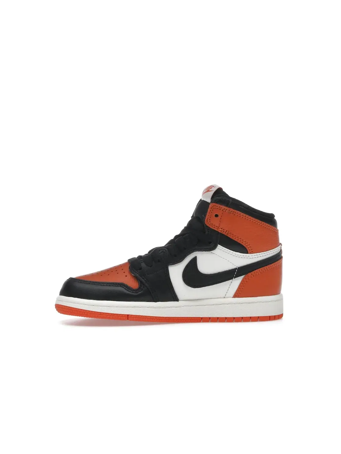 Детские кроссовки высокие с оранжевыми вставками Jordan 1 Retro High OG — изображение 3 из 4, черный/черный