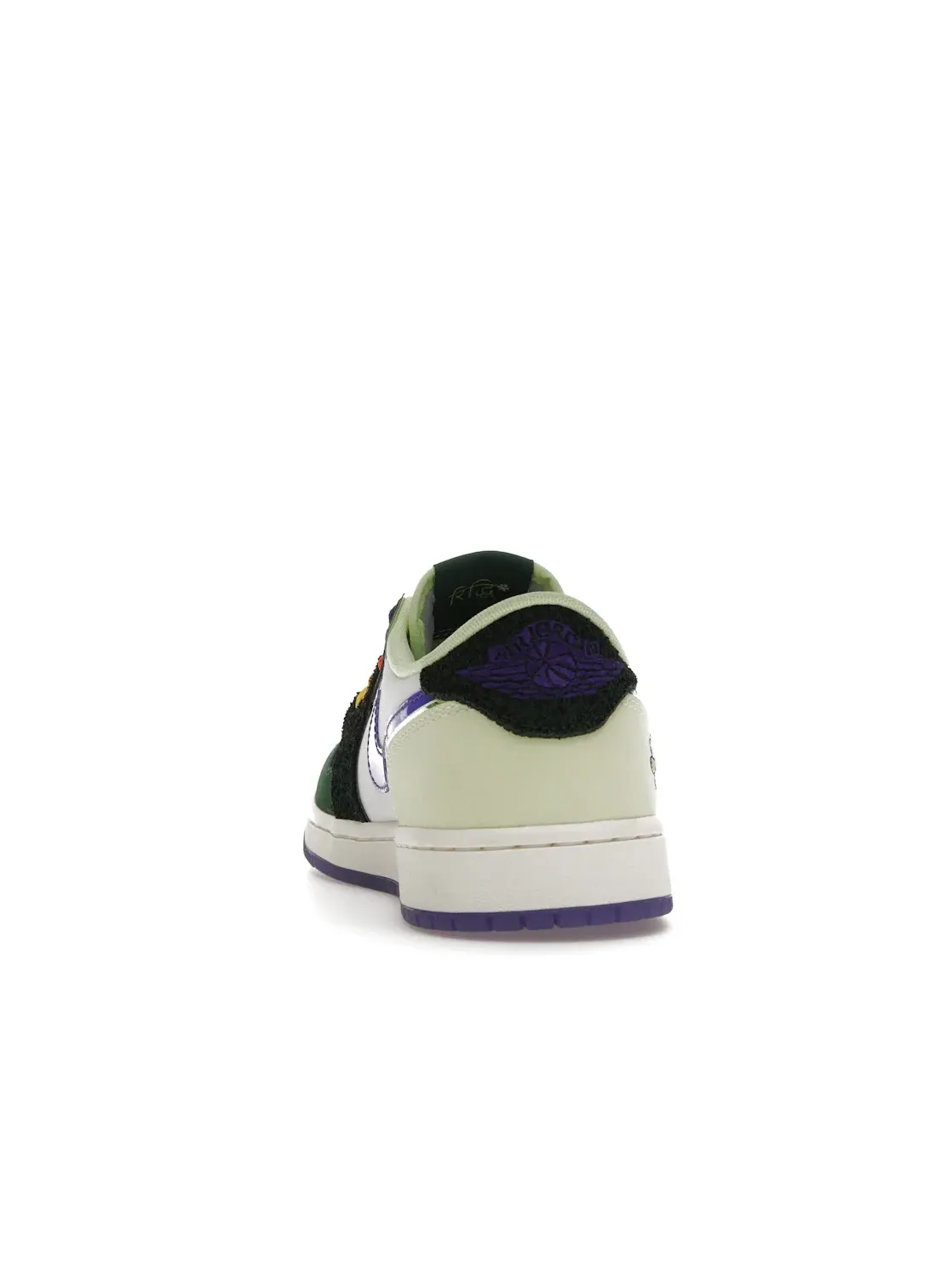 Мужские кроссовки с контрастными вставками Jordan 1 Retro Low OG Jordan — изображение 4 из 4, зеленый/фиолетовый/белый