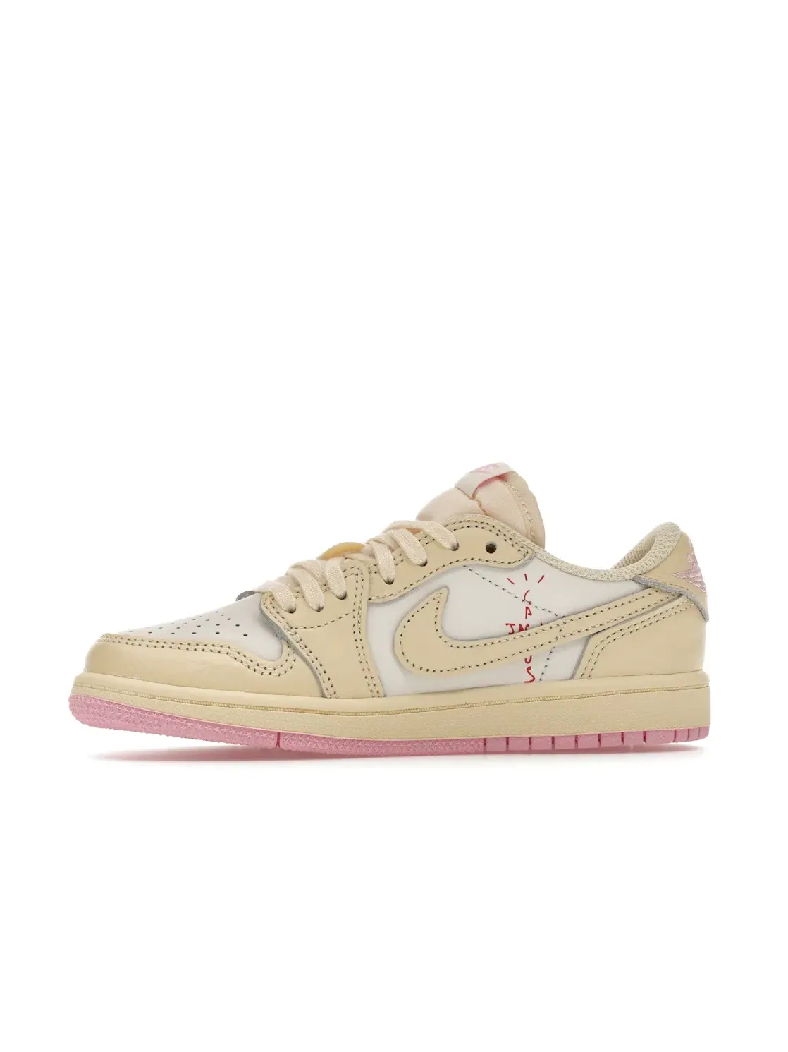 Детские кроссовки Lifestyle с принтом Jordan 1 Retro Low OG SP Travis Scott Shy Pink — изображение 3 из 4, розовый красный