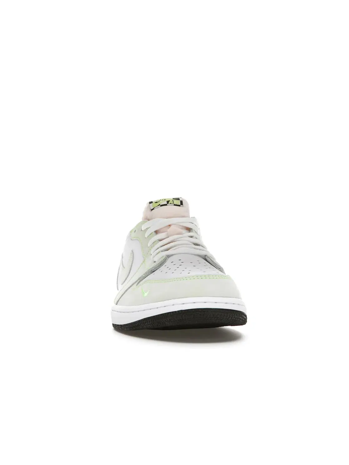 Мужские кроссовки с белой кожаной отделкой Jordan 1 Retro Low Jordan — изображение 2 из 4, белый зеленый черный