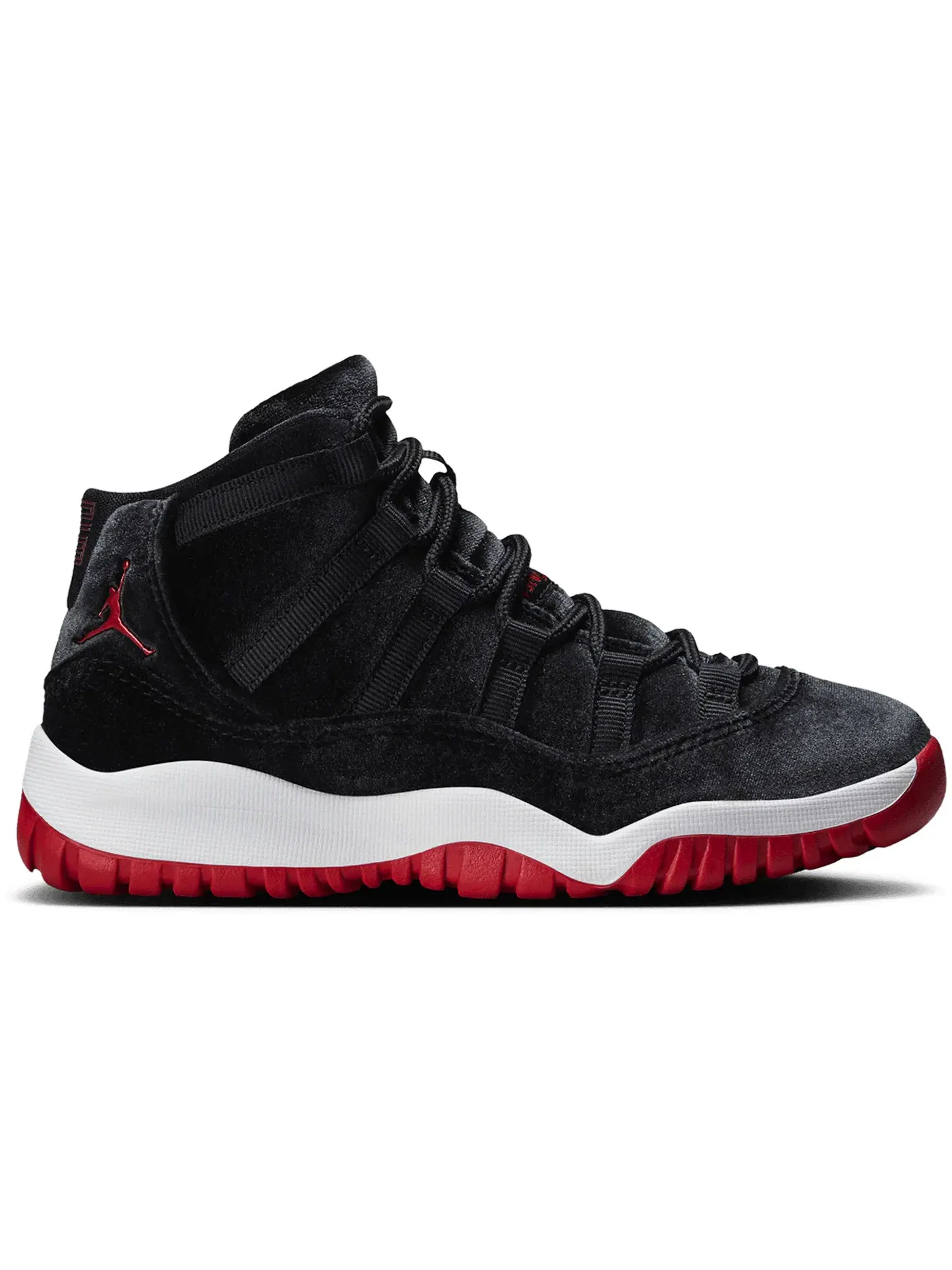 Детские кроссовки с вельветовыми акцентами Jordan 11 Retro — изображение 1 из 1, черный/красный/белый