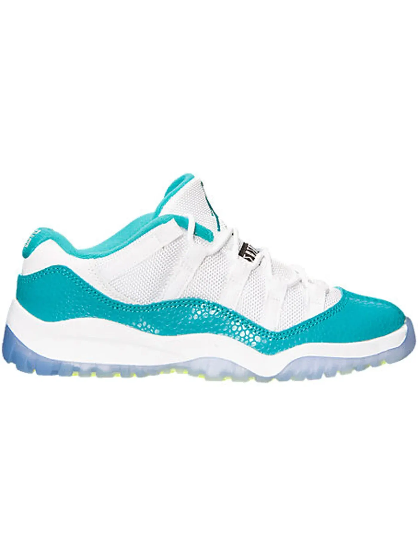 Детские кроссовки с принтом Jordan 11 Retro Low Jordan — изображение 1 из 1, белый/зеленый--черный
