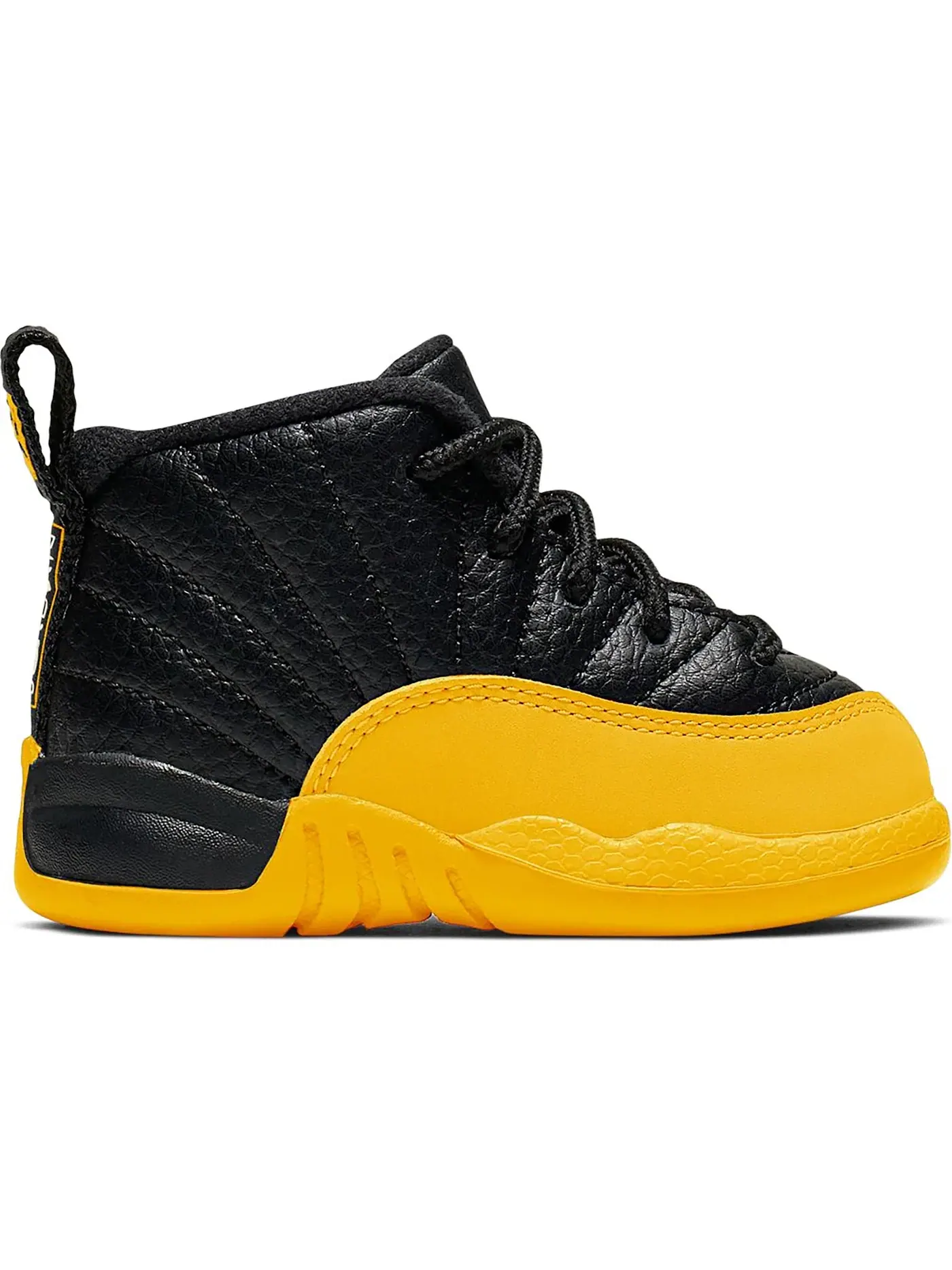 Детские кроссовки с верхом из кожи Black/University Gold Jordan 12 Retro Jordan — изображение 1 из 1, черный/золотистый