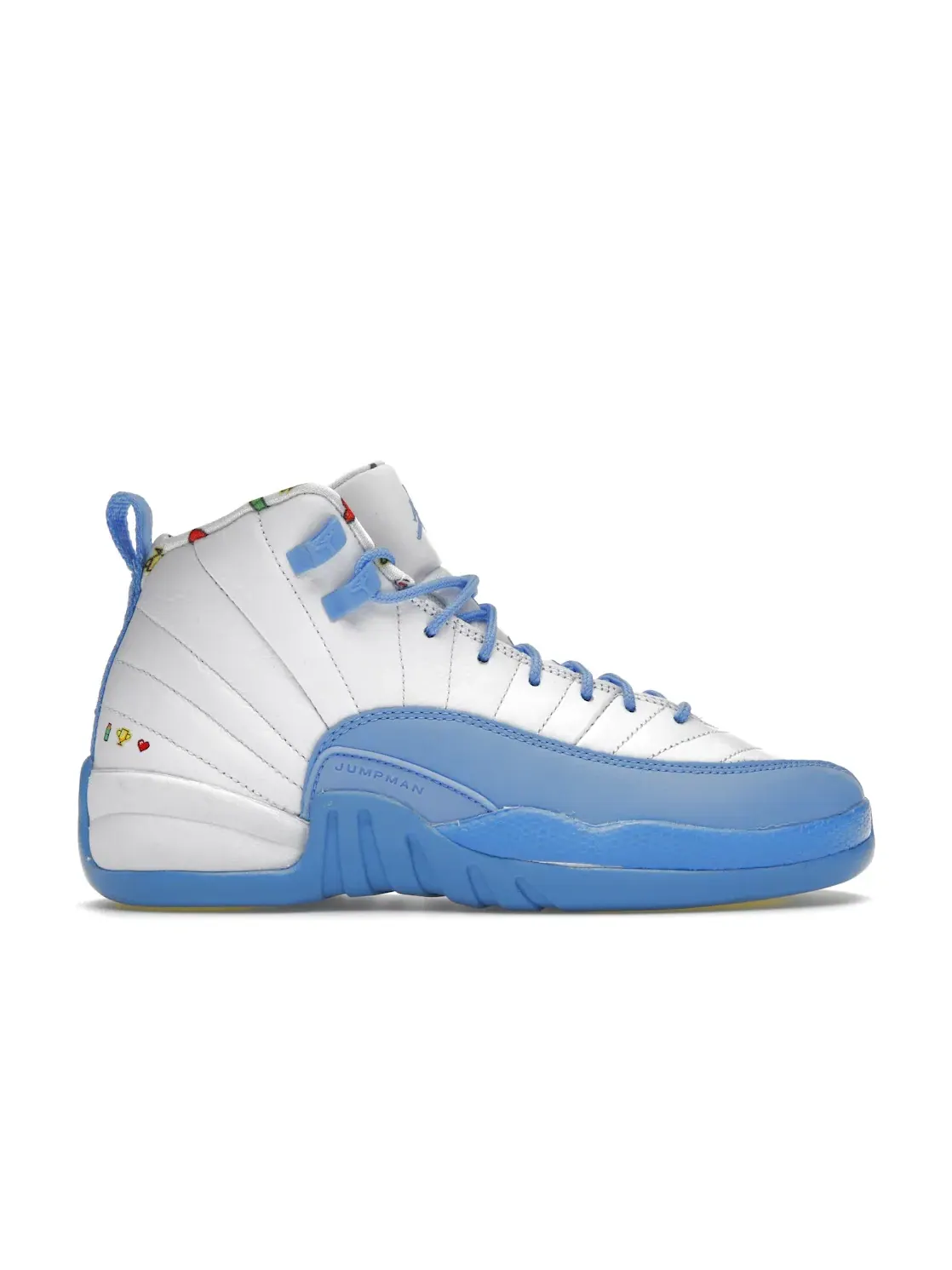 Детские кроссовки Lifestyle с принтом смайлов Jordan 12 Retro — изображение 1 из 4, белый///синий
