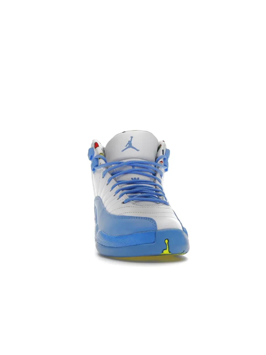 Детские кроссовки Lifestyle с принтом смайлов Jordan 12 Retro — изображение 2 из 4, белый///синий