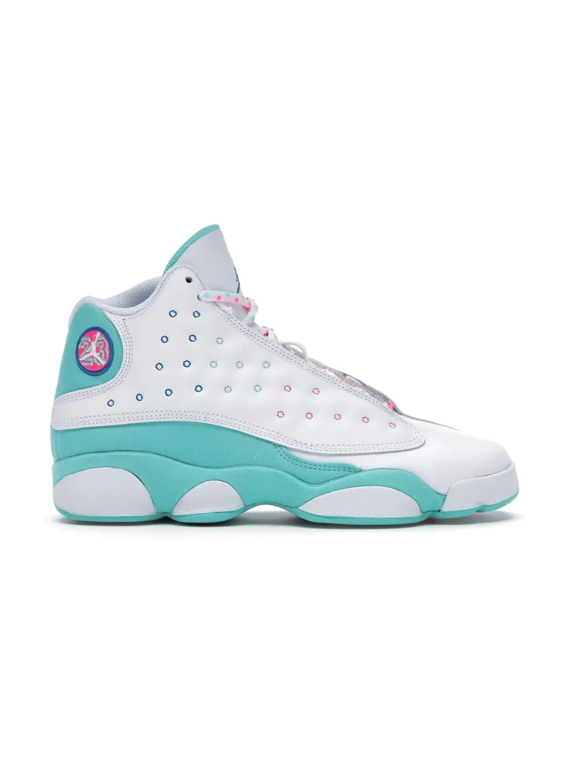 Детские кроссовки для мальчиков и девочек с принтом Jordan 13 Retro Jordan — изображение 1 из 4, белый/-зеленый-розовый