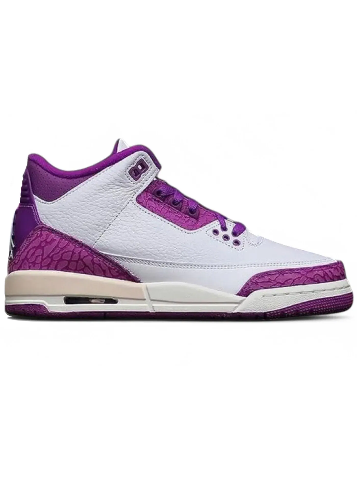 Детские кроссовки Lifestyle с перфорацией Jordan 3 Retro Jordan — изображение 1 из 1, белый/зеленый/фиолетовый