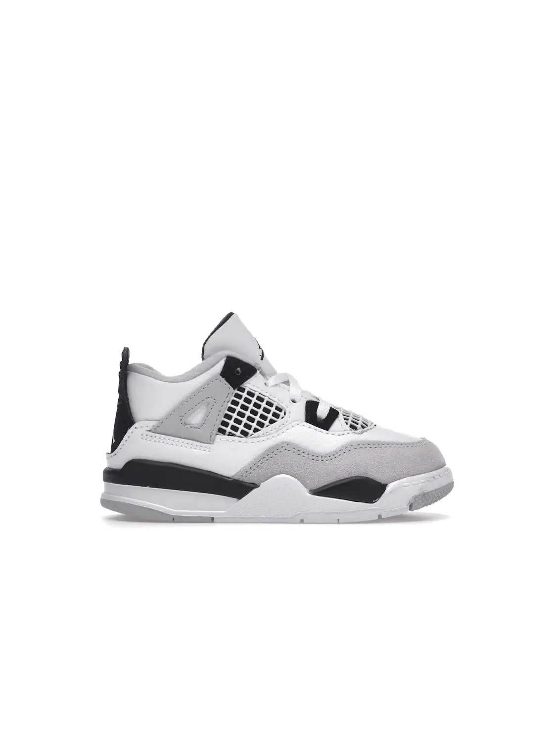 Детские кроссовки для мальчиков с принтом Jordan 4 Retro Military Black — изображение 1 из 4, белый/черный-серый