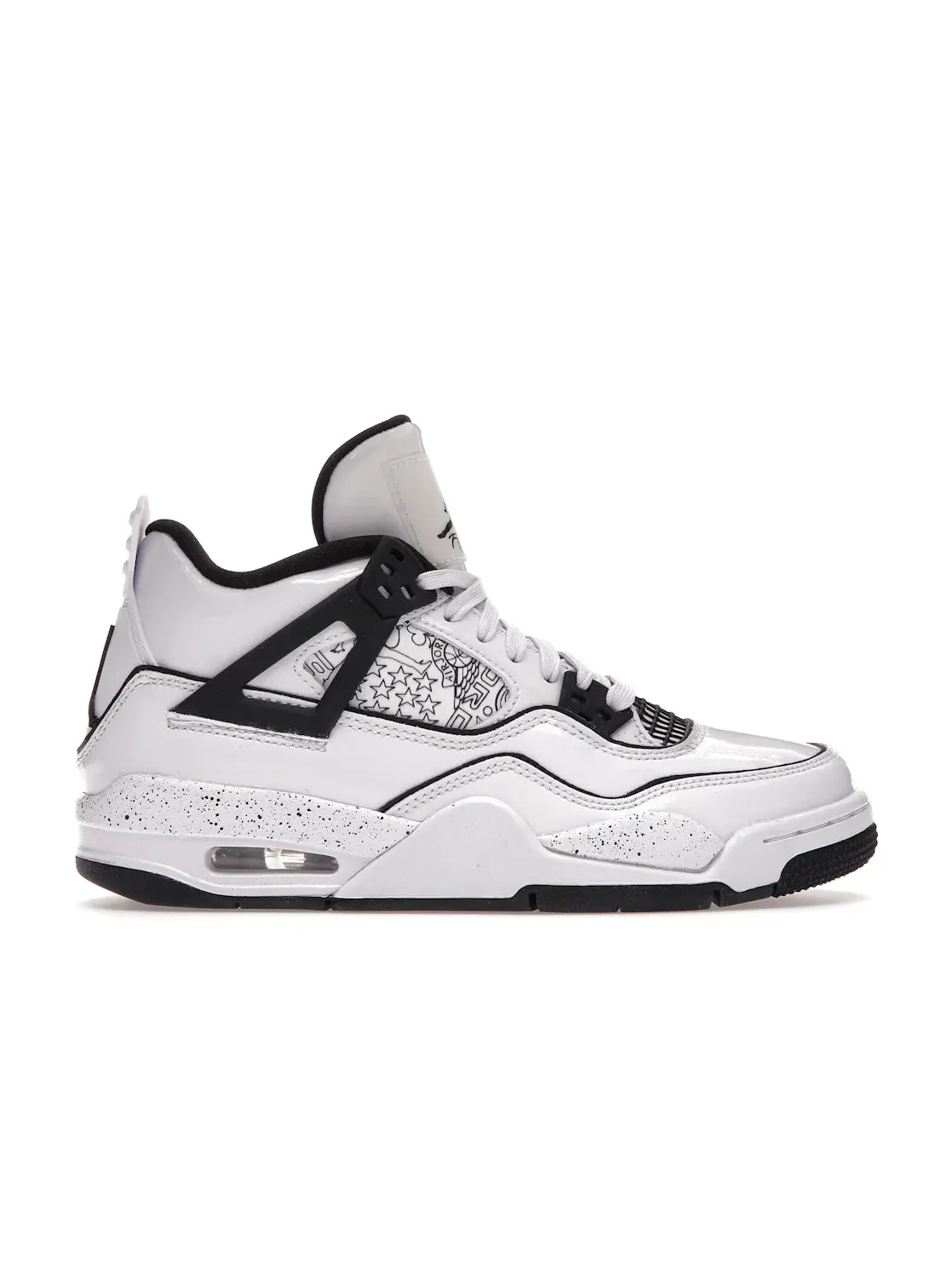 Детские кроссовки для школьников с дизайном DIY Jordan 4 Retro — изображение 1 из 4, белый/черный