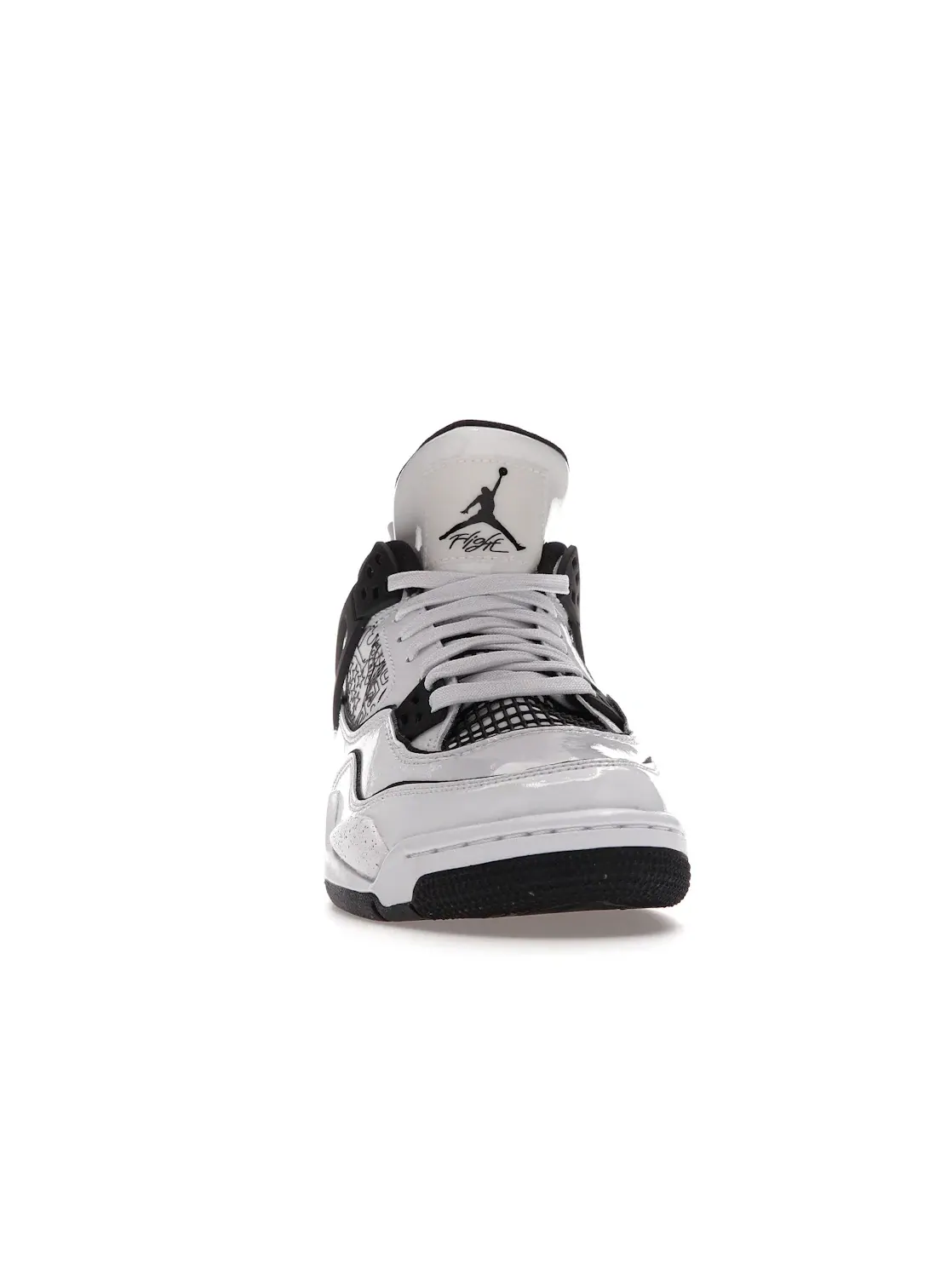 Детские кроссовки для школьников с дизайном DIY Jordan 4 Retro — изображение 2 из 4, белый/черный
