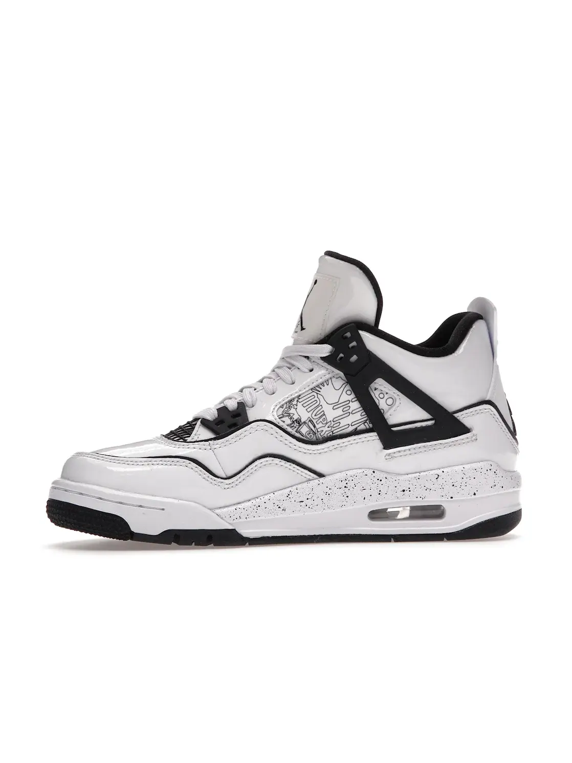 Детские кроссовки для школьников с дизайном DIY Jordan 4 Retro — изображение 3 из 4, белый/черный
