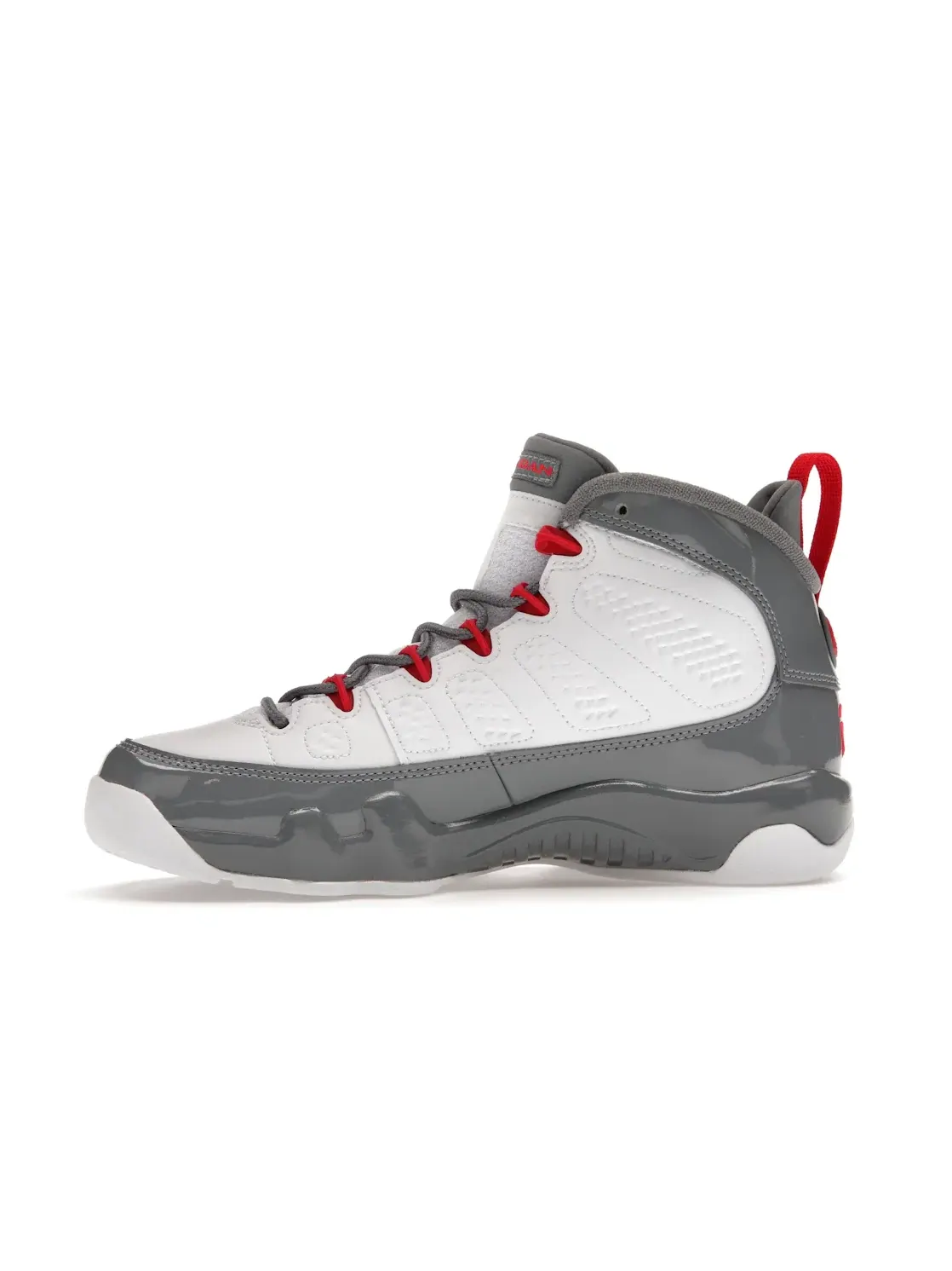 Детские кроссовки Lifestyle с кожаным верхом Jordan 9 Retro — изображение 3 из 4, белый/красный/серый