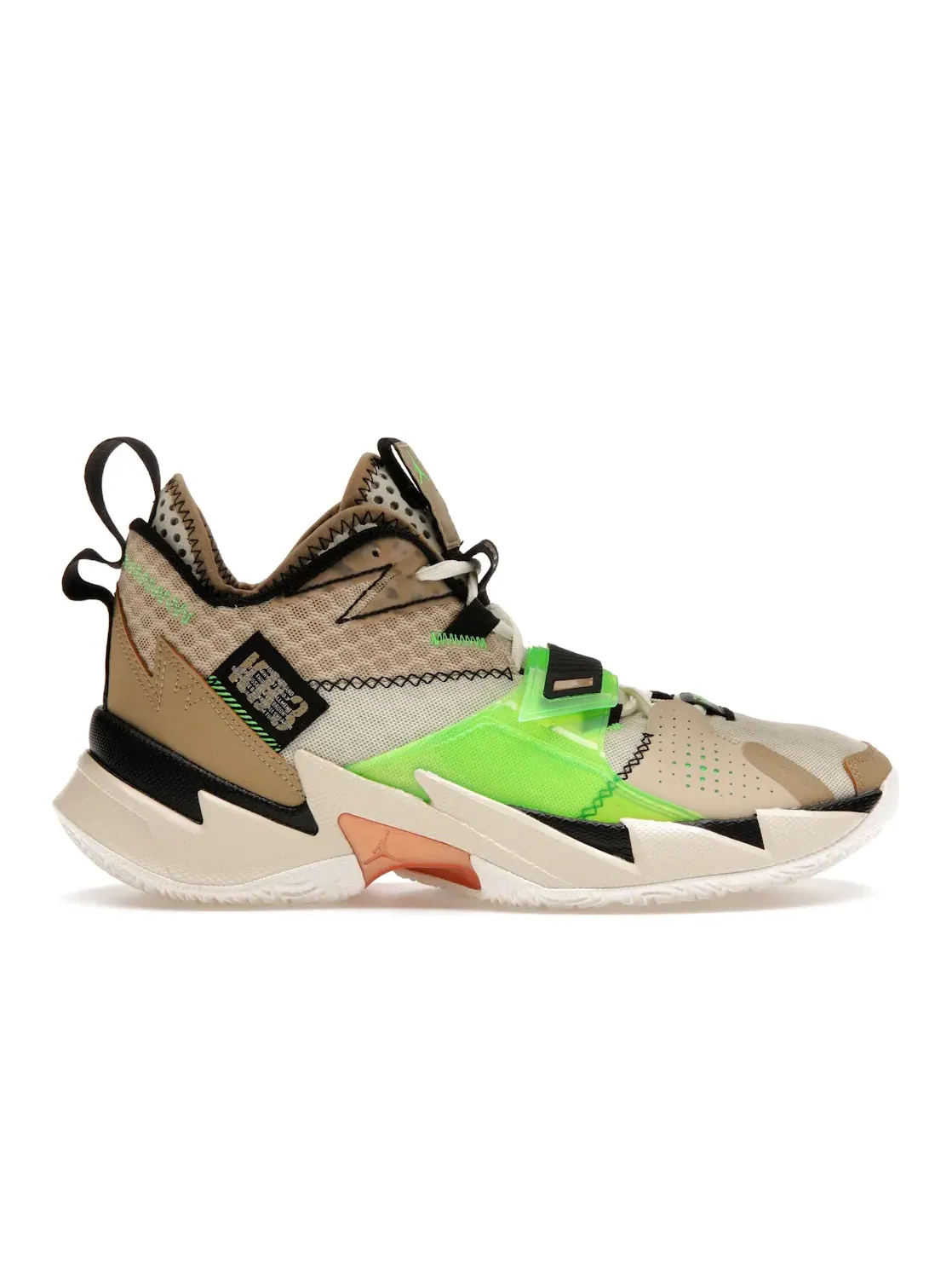 Мужские кроссовки для баскетбола Jordan Why Not Zer0.3 Parachute Beige — изображение 1 из 4, бежевый//черный/зеленый