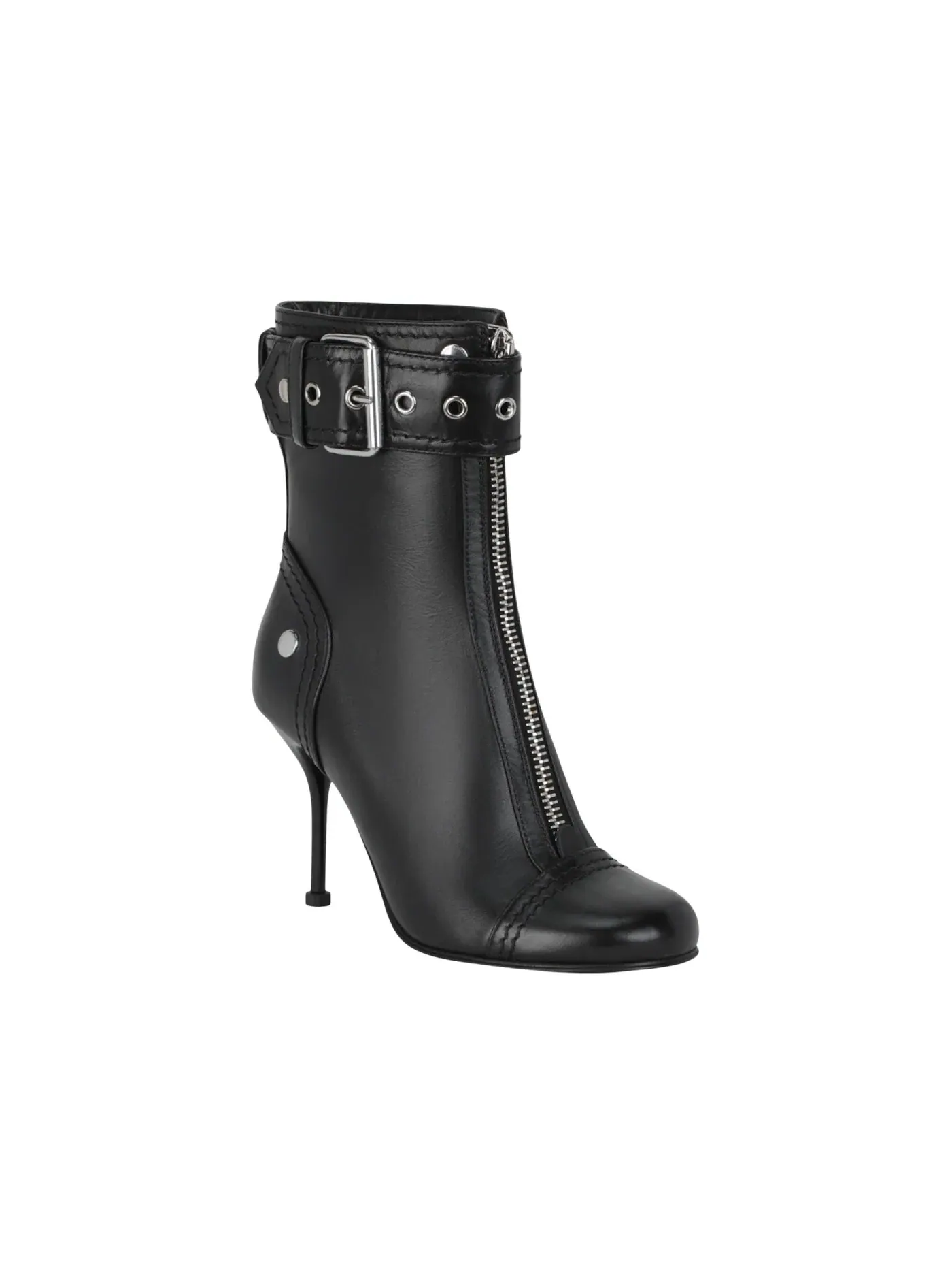 Женские ботинки с пряжками Alexander McQueen — изображение 2 из 3, черный/серебристый