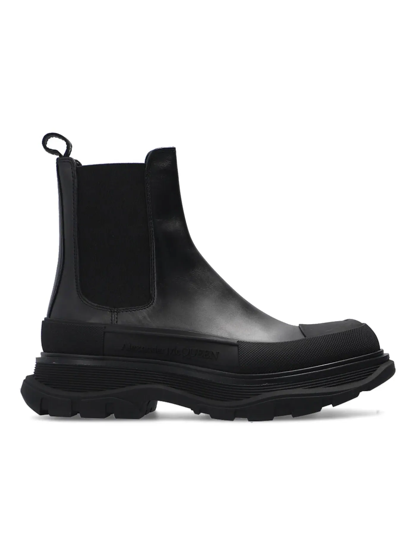 Женские ботинки на каблуке Alexander McQueen Chelsea Tread Ankle Boot — изображение 1 из 1, черный/черный