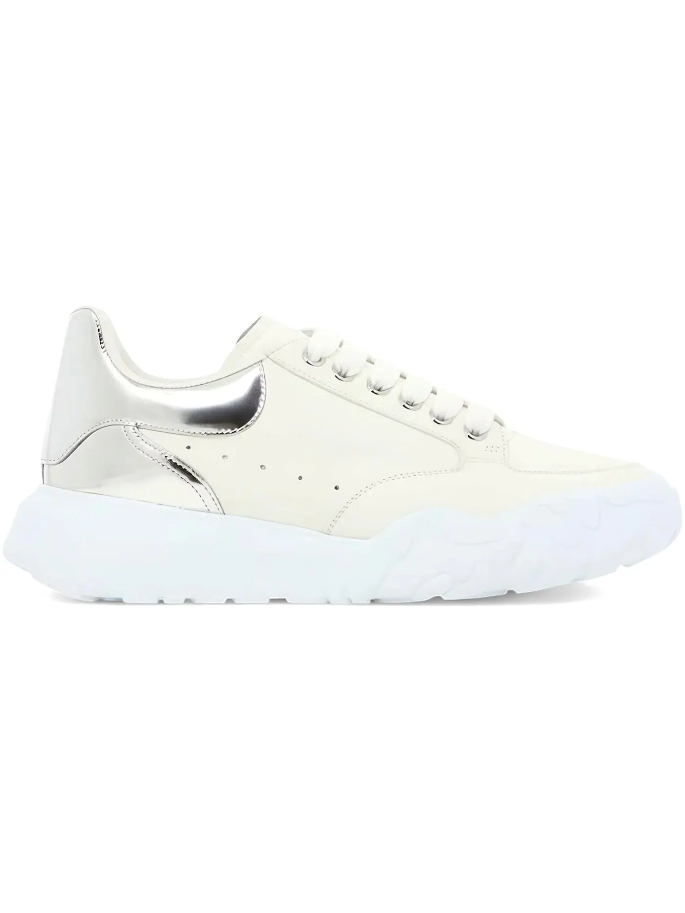 Мужские кроссовки с кожаным верхом Alexander McQueen Court Trainer — изображение 1 из 1, белый/серебристый
