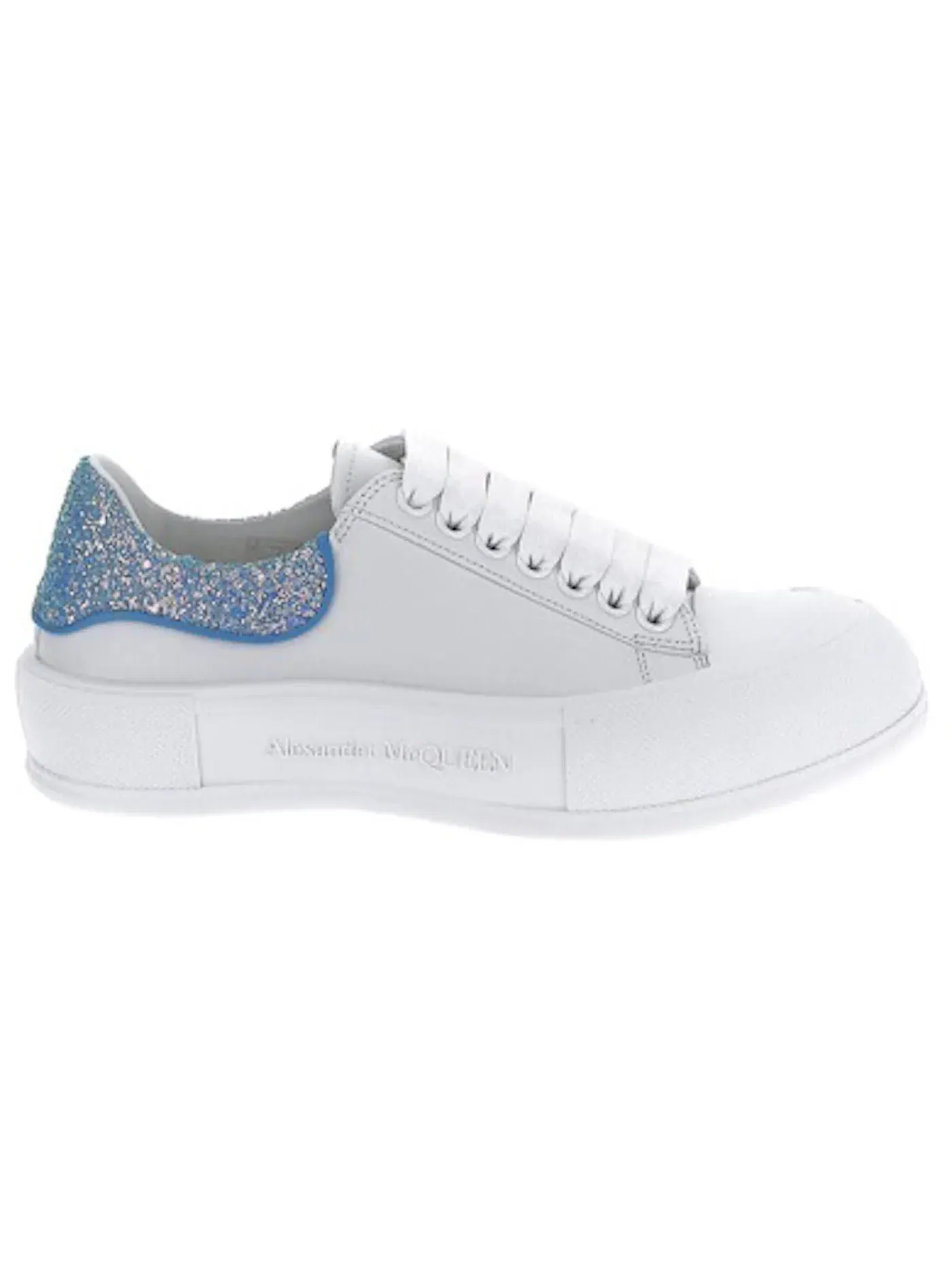 Женские кеды с блестками Alexander McQueen Deck Plimsol — изображение 1 из 1, белый/синий
