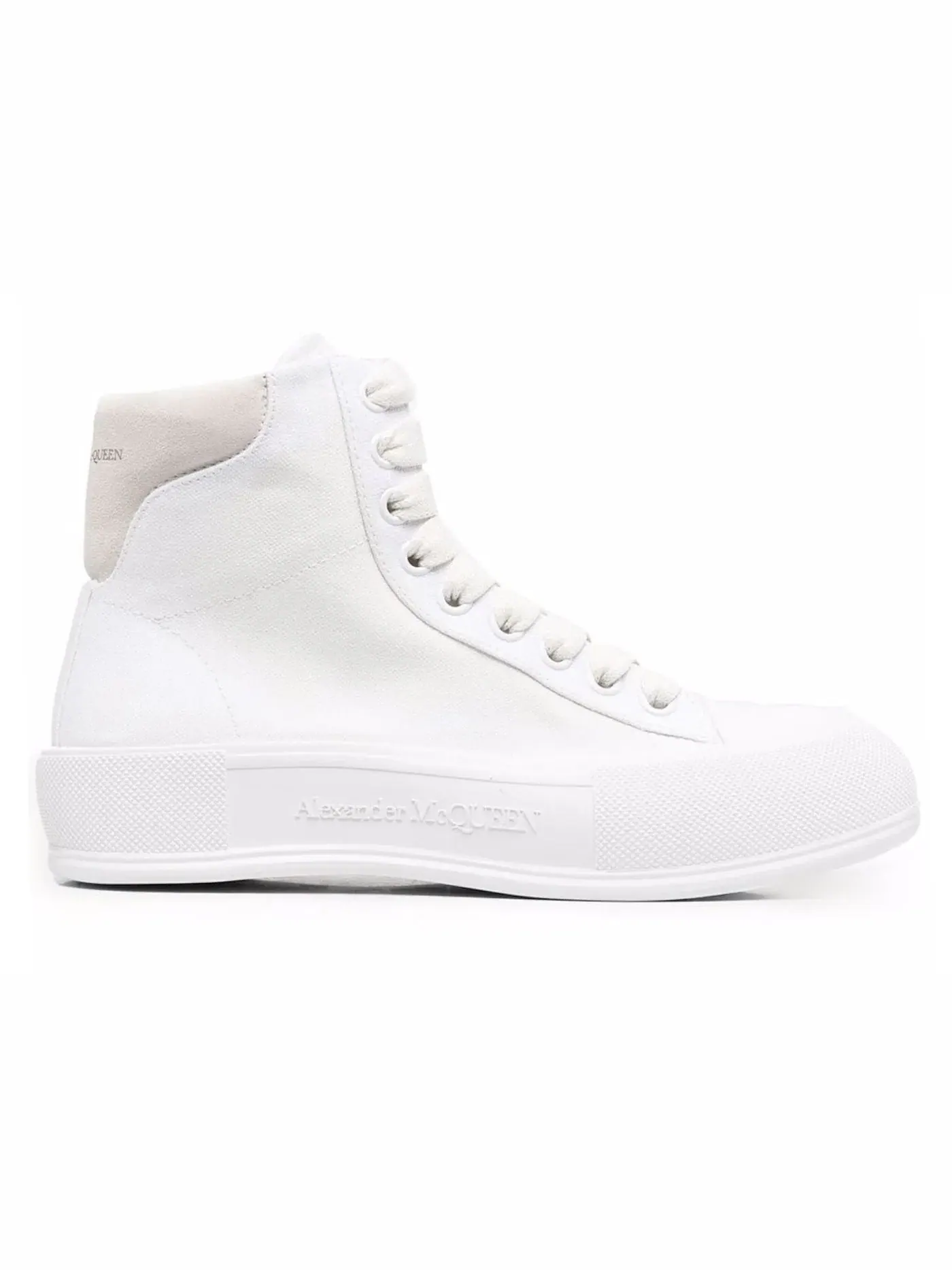 Женские высокие кеды с принтом Alexander McQueen Deck Plimsoll High Top Sneaker — изображение 1 из 1, белый