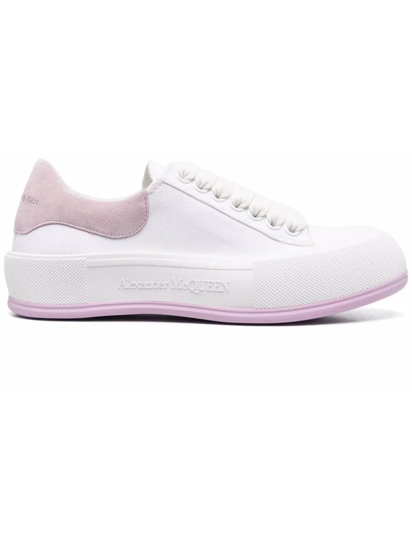 Женские кеды с шнуровкой Alexander McQueen Deck Skate Plimsoll Lace-Up — изображение 1 из 1, белый/розовый