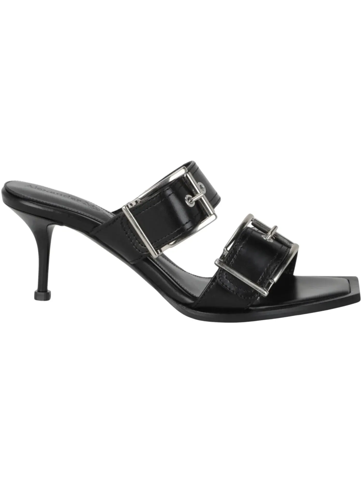 Женские туфли на каблуке с двумя пряжками Alexander McQueen — изображение 1 из 3, черный/серебристый