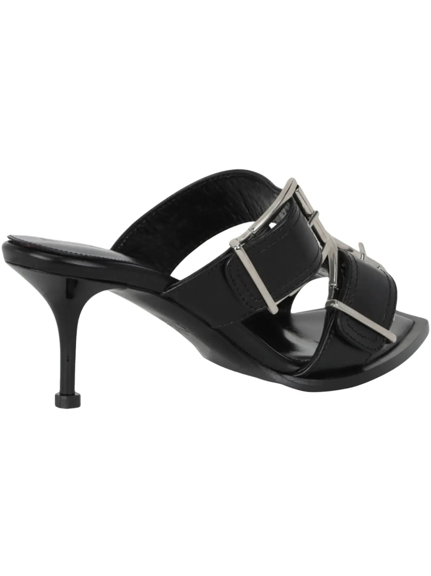 Женские туфли на каблуке с двумя пряжками Alexander McQueen — изображение 3 из 3, черный/серебристый
