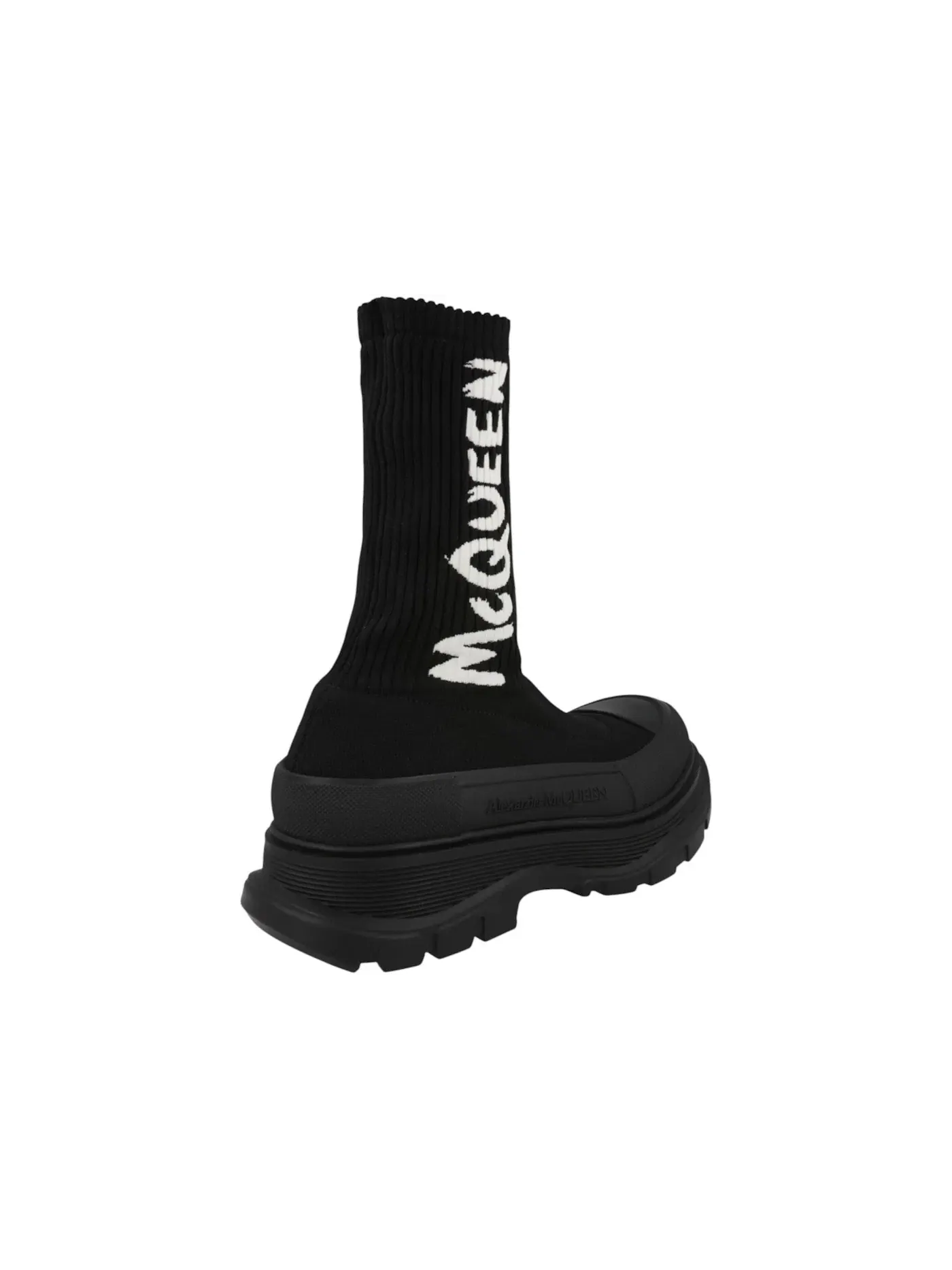 Мужские ботинки с граффити-принтом Alexander McQueen Graffiti Knit Tread Slick Boot — изображение 3 из 5, черный