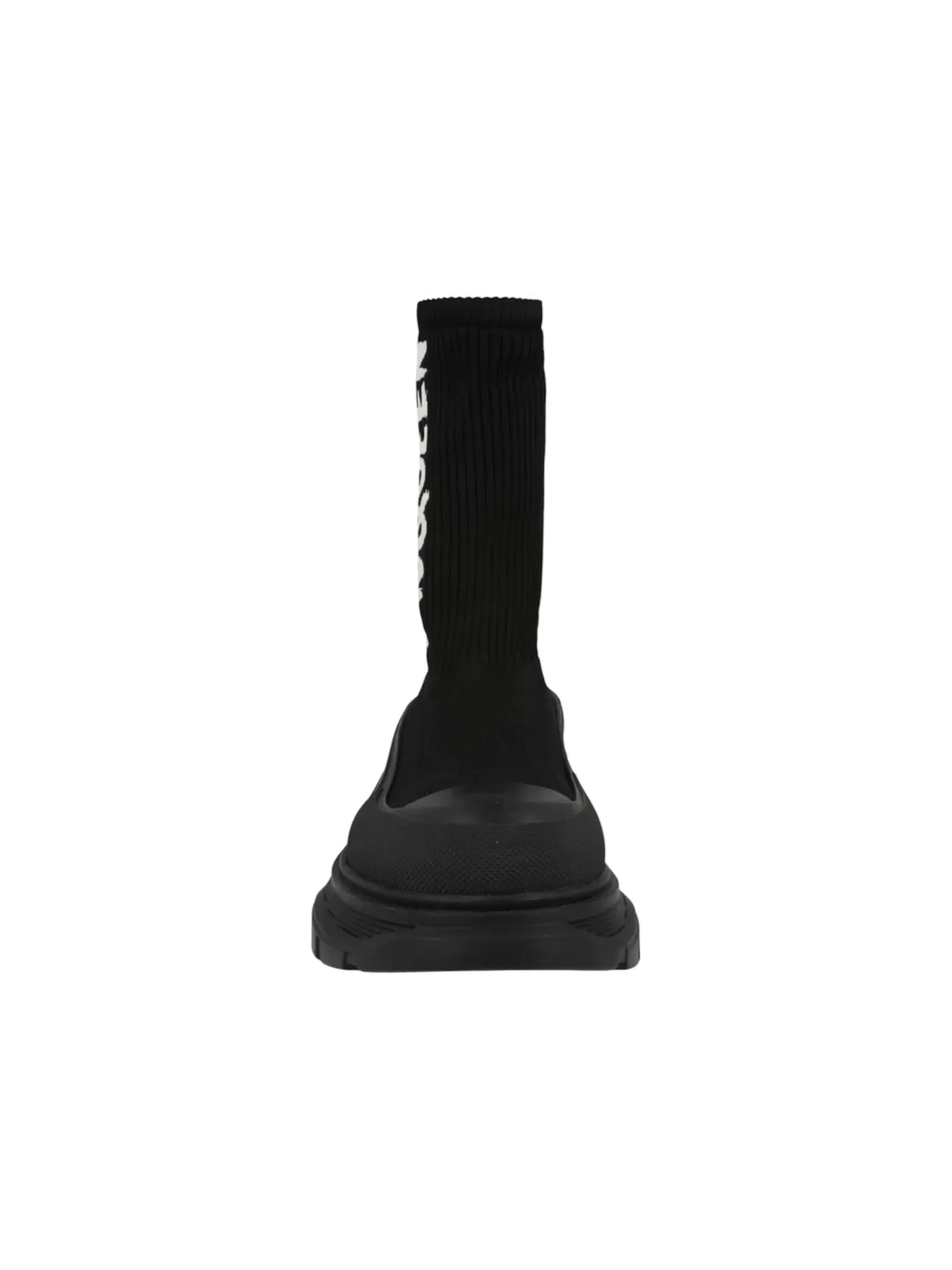 Мужские ботинки с граффити-принтом Alexander McQueen Graffiti Knit Tread Slick Boot — изображение 4 из 5, черный