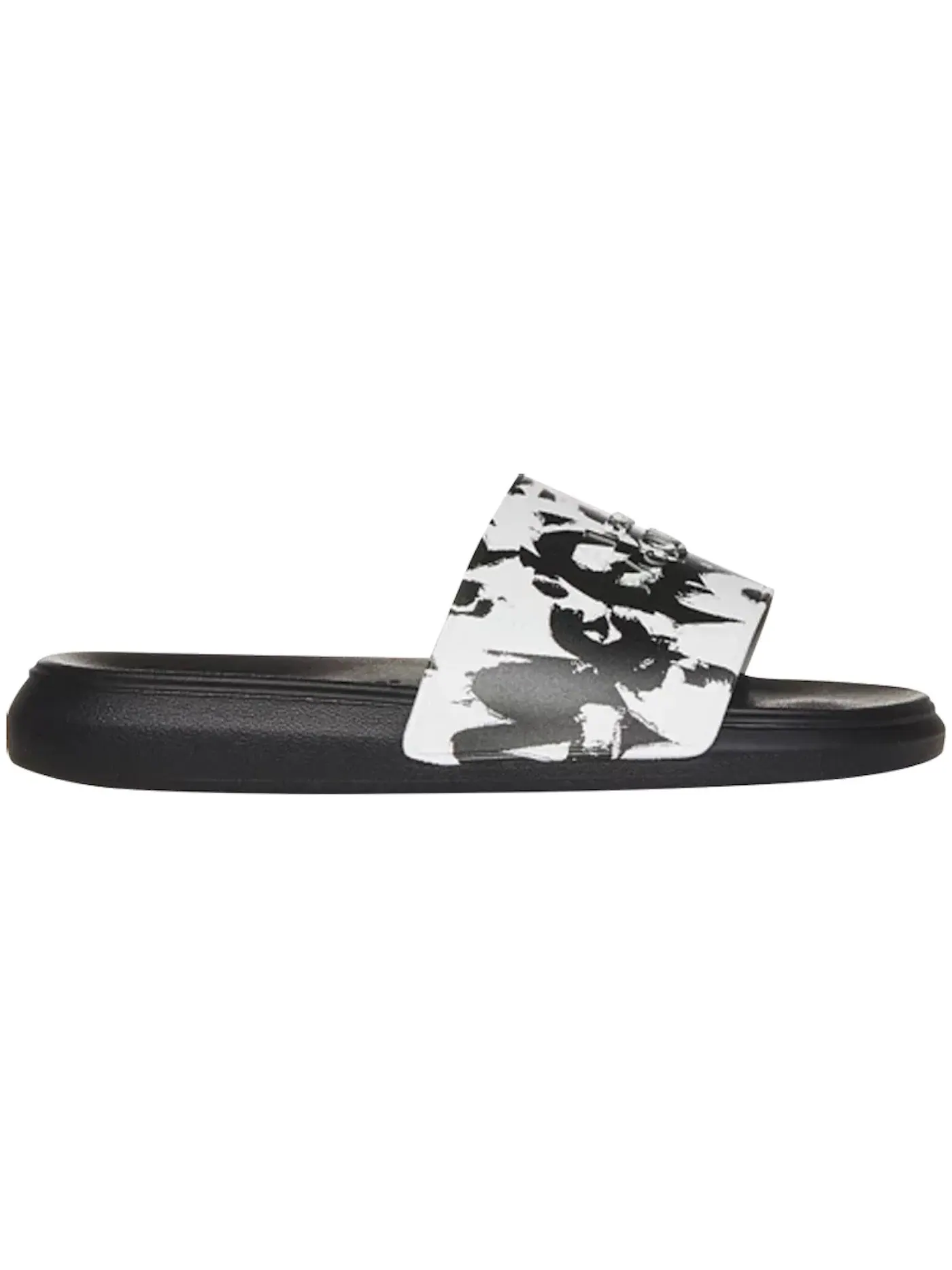 Мужские шлепанцы Graffiti Pool Slide Alexander McQueen — изображение 1 из 1, черный/белый