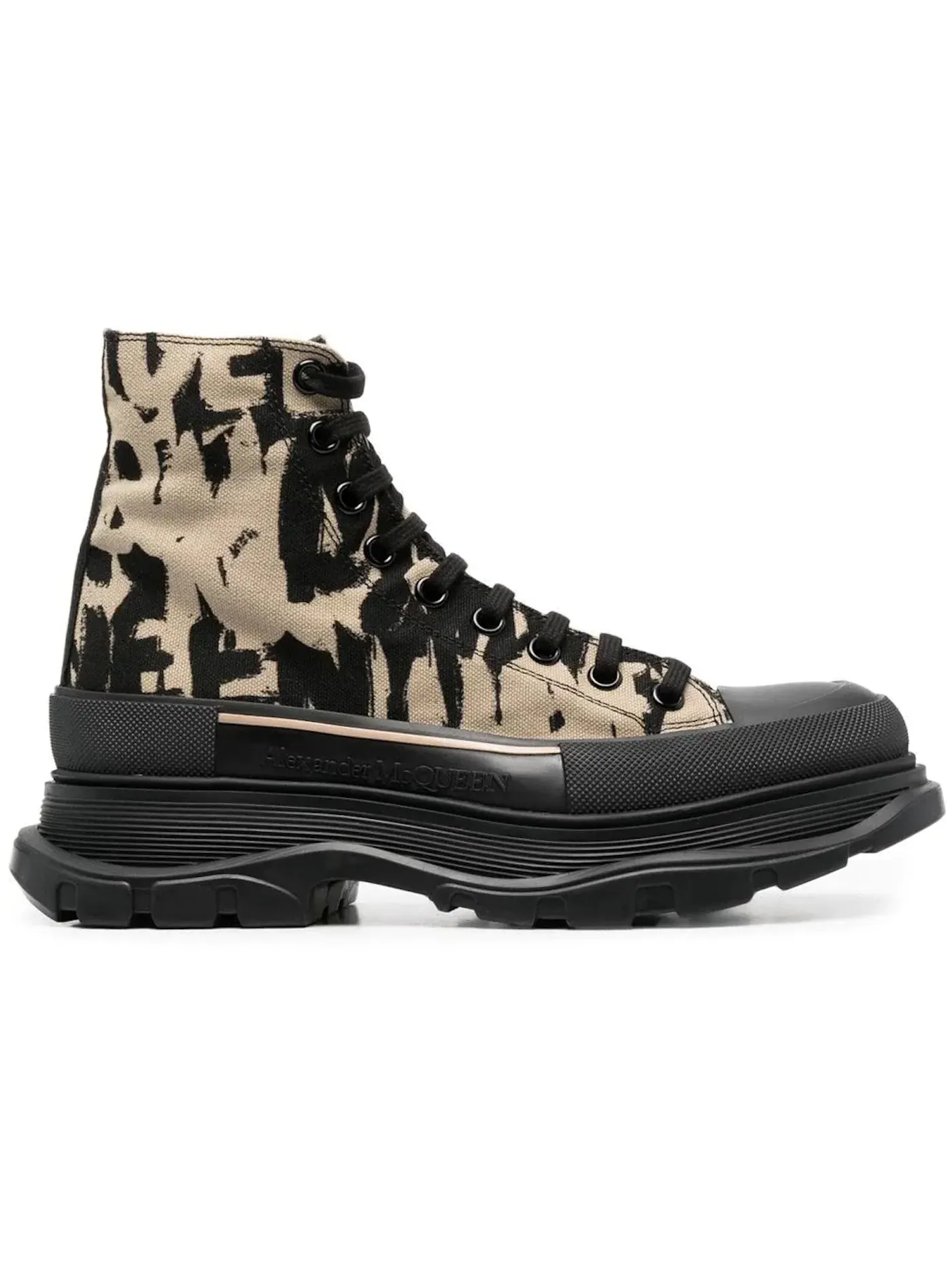 Мужские ботинки с принтом Graffiti Tread Slick Boot Alexander McQueen — изображение 1 из 1, бежевый/черный