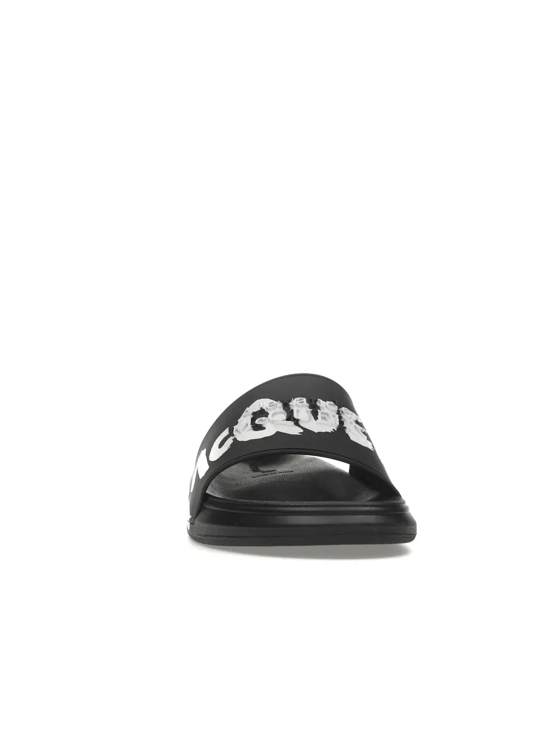 Мужские сандалии-шлепанцы с принтом Alexander McQueen Grafitti Logo Slide — изображение 2 из 4, черный/белый