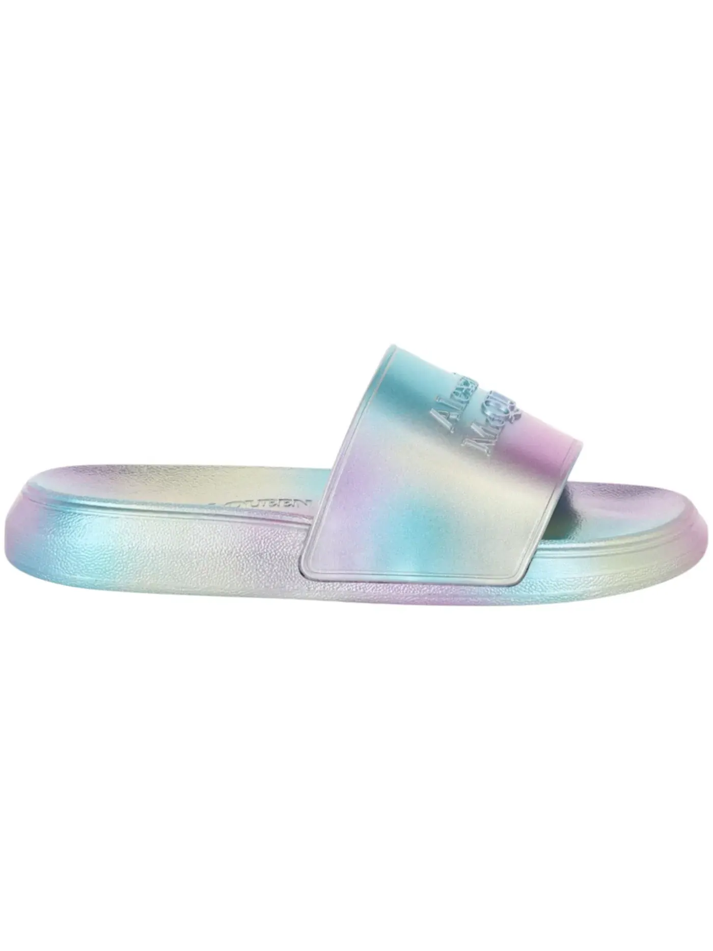 Женские сланцы с принтом Alexander McQueen Iridescent Logo Slides