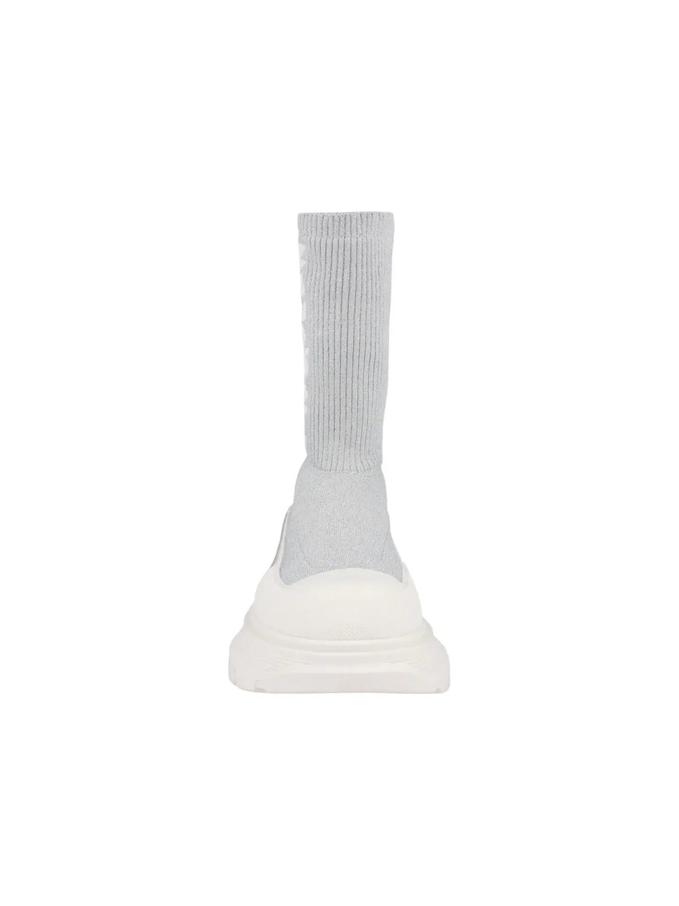 Женские кроссовки с логотипом Alexander McQueen Logo Intarsia Chunky Sock Sneaker — изображение 4 из 5, серый/белый